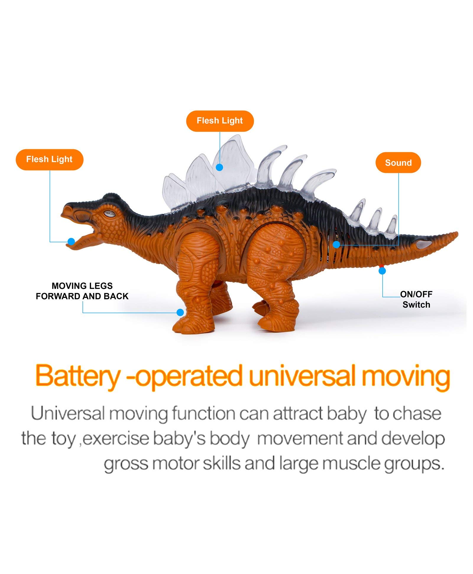 BEAU STUTI Walking/Moving Dinosaur Toy with Flashing Lights and Realistic Dinosaur Sounds Children's Kids Toy – Best one for Dinosaur Lover Kids (Gray Color) 5