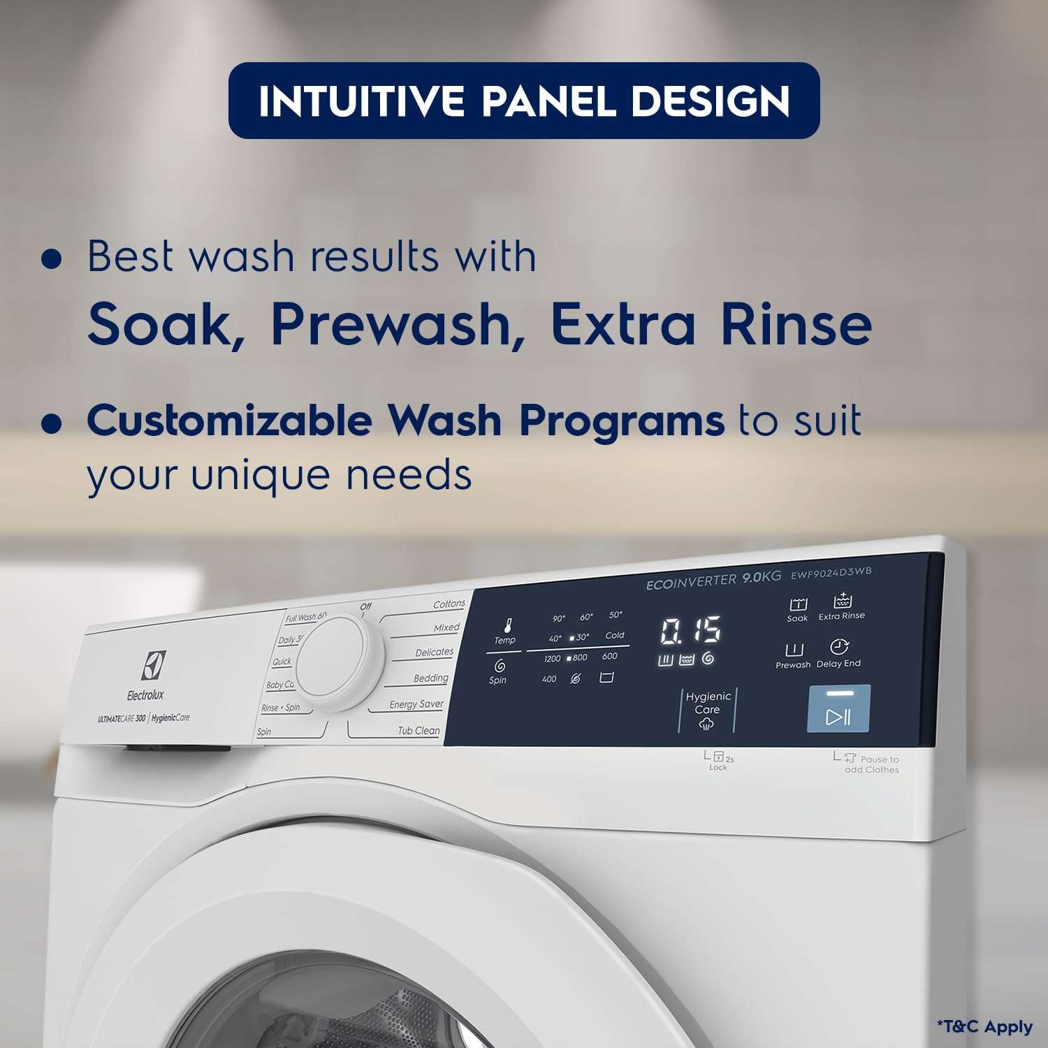 Electrolux 9kg 5 Star EcoInverter Fully Automatic Front Load Washing Machine, Full Load Vapour Wash for Sustainable Clothing, Hygienic Care, White, UltimateCare 300, EWF9024D3WB 6