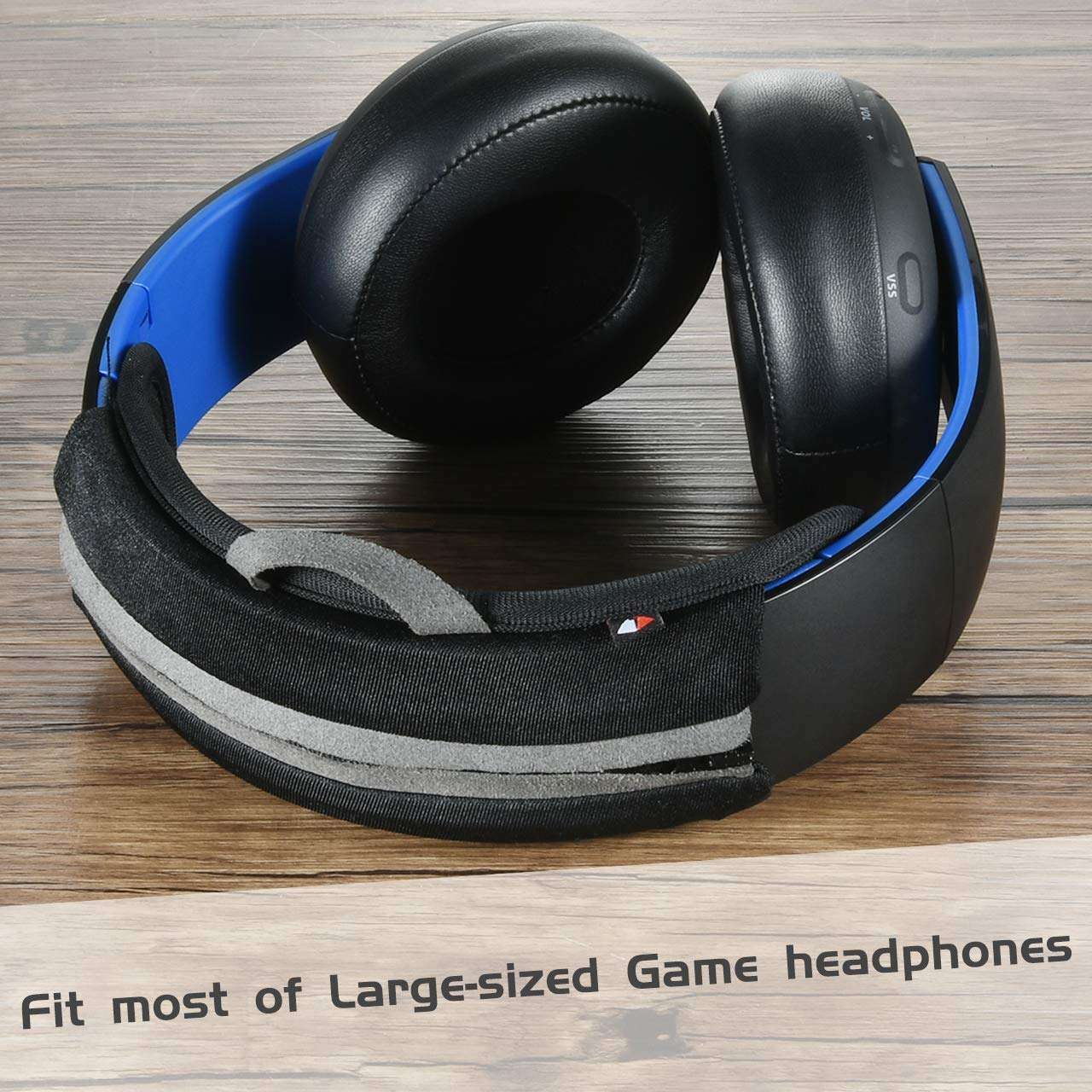 Large Sized Replacement Headband Cushion Pad Cover Head Band Protector with Zipper, Headband Cover Cushion Protector Pad for Headphones (Max for 2-1/2''W cushion pad, Black) 2