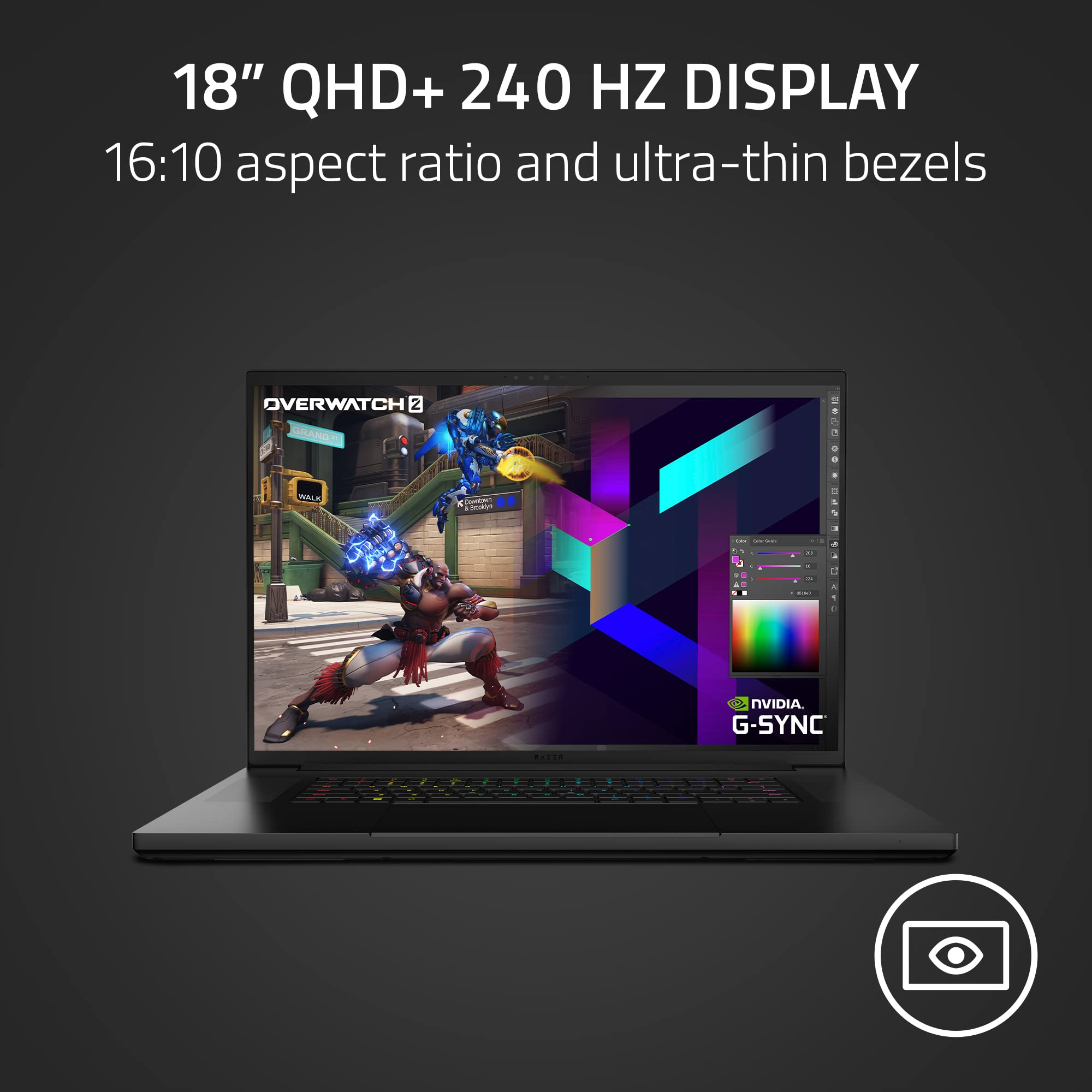 Razer Blade 18 Gaming -Laptop: NVIDIA GeForce RTX 4070 13th Gen Intel 24-Core i9 HX CPU 18" QHD+ 240Hz - 32GB -RAM - 1TB SSD CNC Aluminum Compact GaN -Charger - Windows 11 -Chroma RGB 2