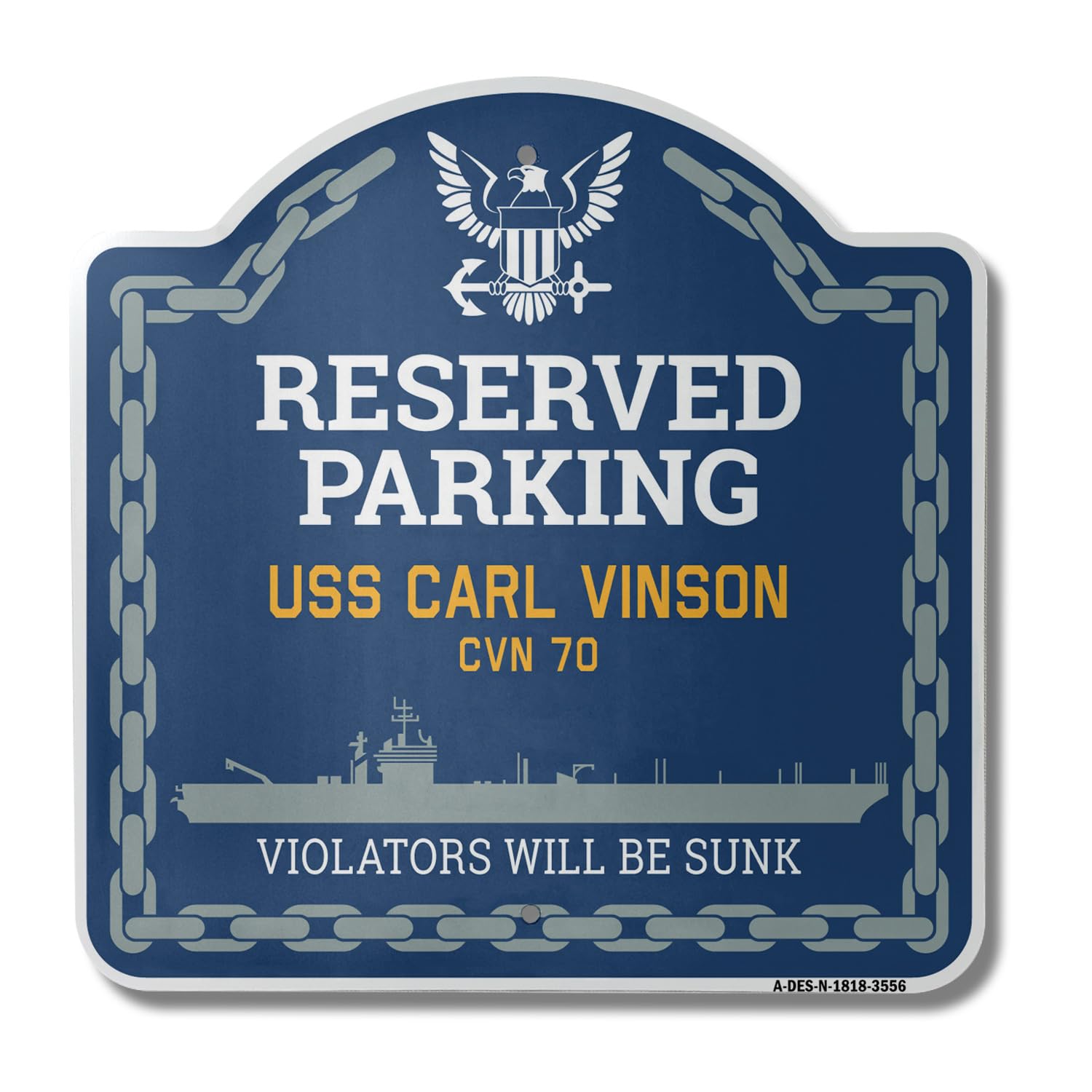 USS Carl Vinson CVN 70 | 18" X 18" Heavy-Gauge Aluminum Architectural Sign | SignMission Designer Navy Ship Sign Veteran Sailor Gift | Made in The USA 1