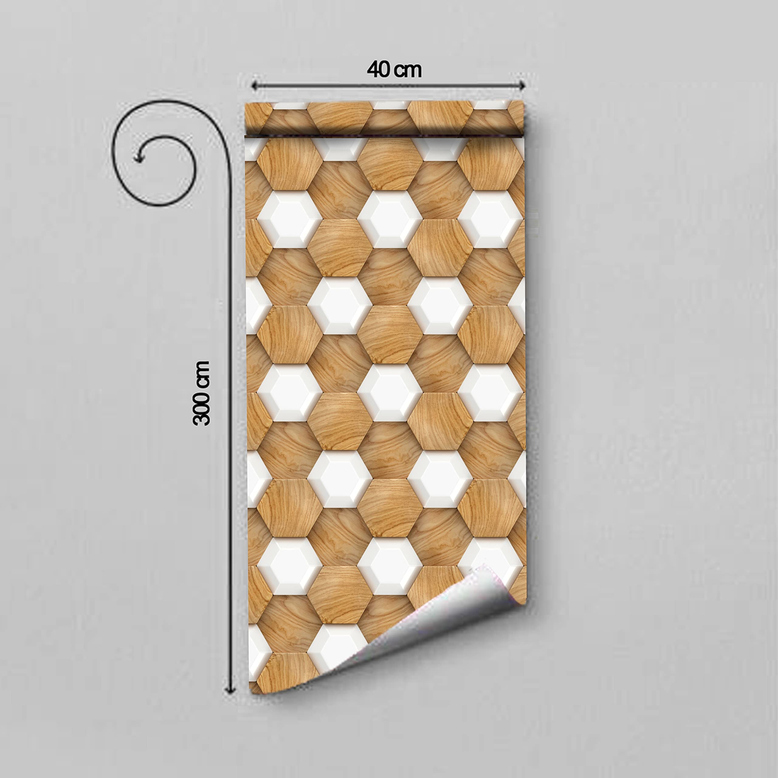 WallDaddy Wallpaper for Walls | Self Adhesive (WoodenHexagon) Wall Paper for Wall Decor Pack of 1 Roll (300x40) cm Wall Stickers for Bedroom and Home Decoration 3