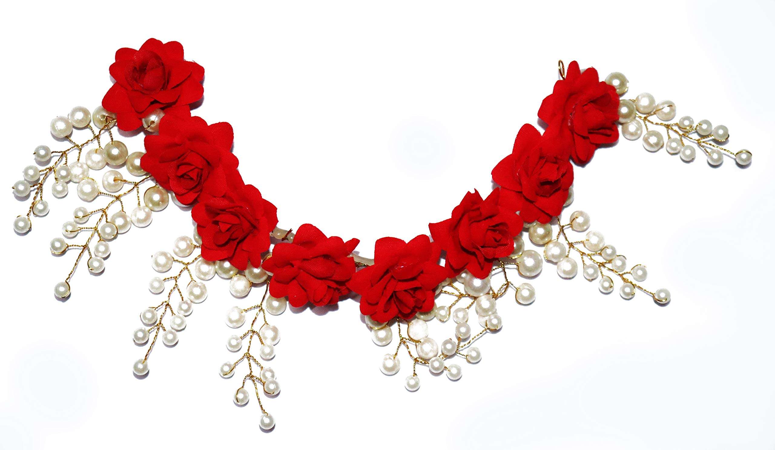 KRELIN 8 Small Rose Wedding Headband Bohemian Headpiece for Bridal Hair Pieces Pearl Beads Hair Vine Flower Halo Wedding Hair Accessories 1