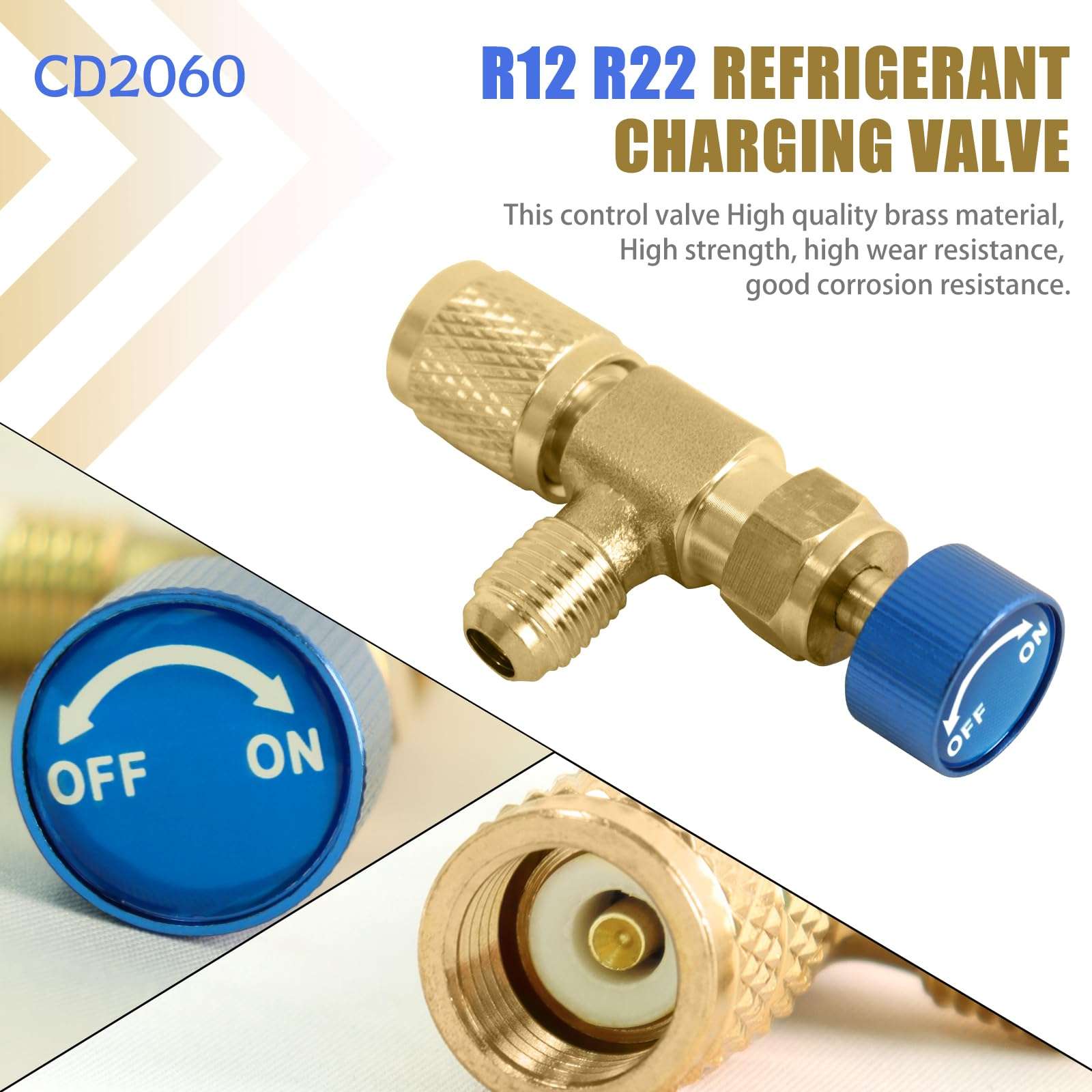 CD2060 Refrigerant Charging Valve - Hvac Core Depressor Valve for R12 R22 1/4" Male to 1/4" Female Refrigerant Charging (Blue) 4