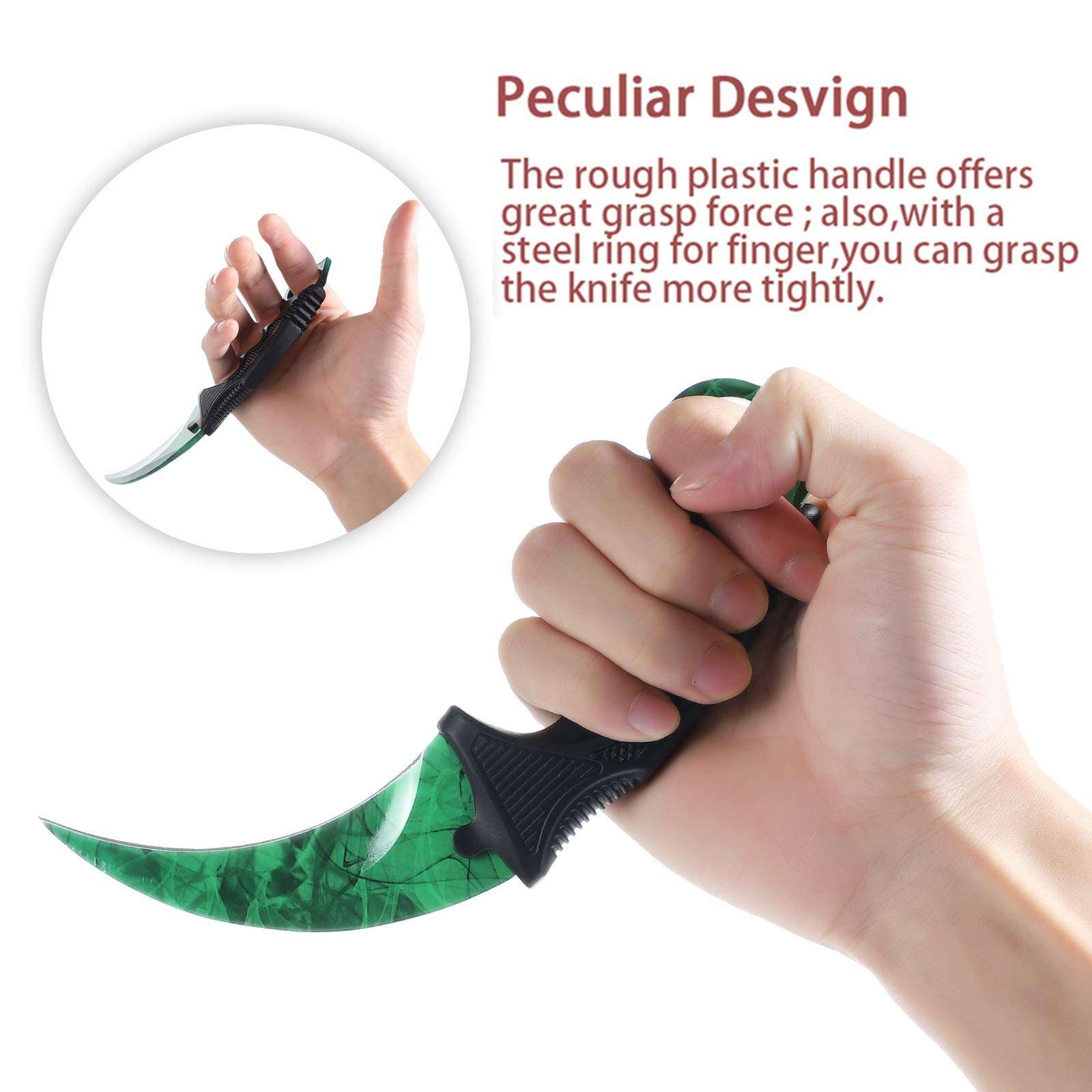 TOPOINT Karambit Knife, Stainless Steel Fixed Blade Knife with Sheath and Cord Knife CS-GO for Hunting Camping and Field Survival (Green) 3