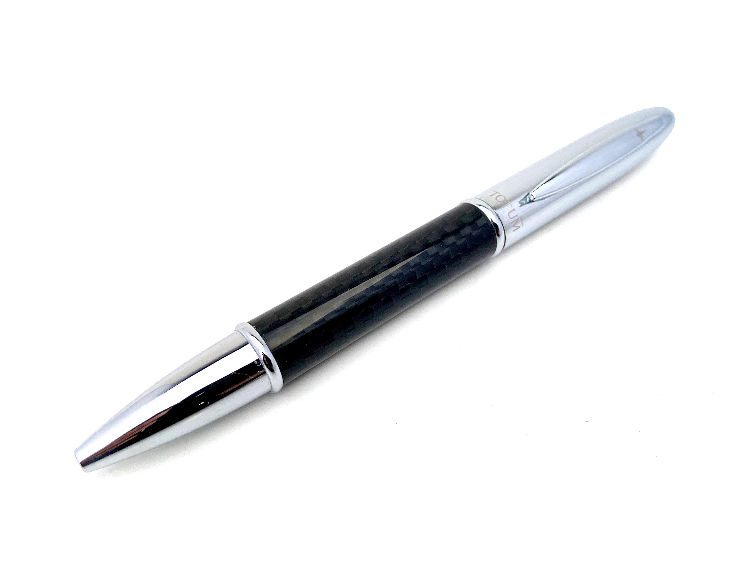 SHOPTOTUM Carbon Fiber Ballpoint Pen Set - Metal Retractable Pen Tip with Black Ink - Smooth and Easy Writing for Men or Women in School, Office, Business & more | Adorable Gift Box Included (Chrome) 3