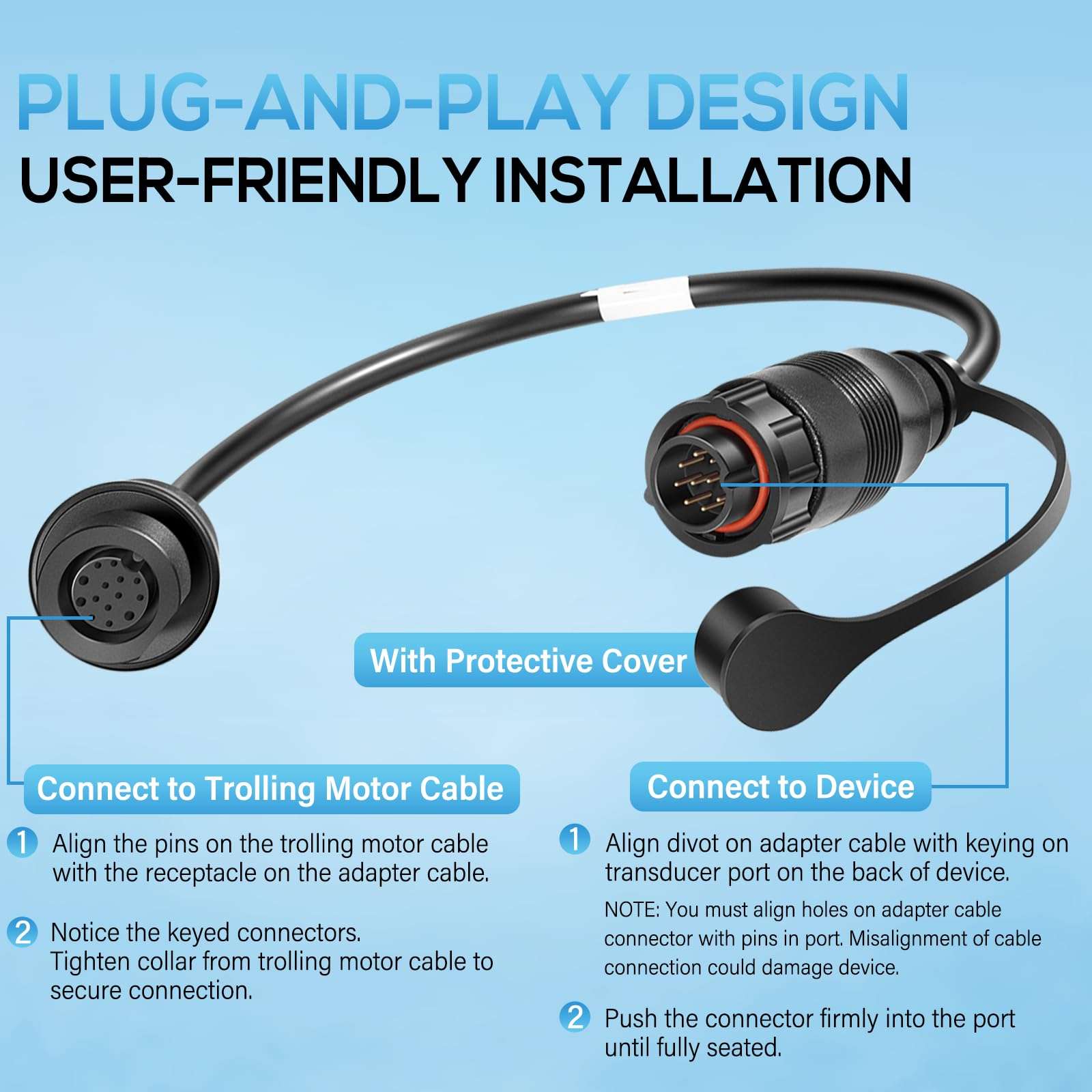 Replacement for Minn Kota 1852079 DSC Adapter Cable MKR-DSC-16 for Lowrance 9-Pin Fish Finders IP68 Waterproof 6
