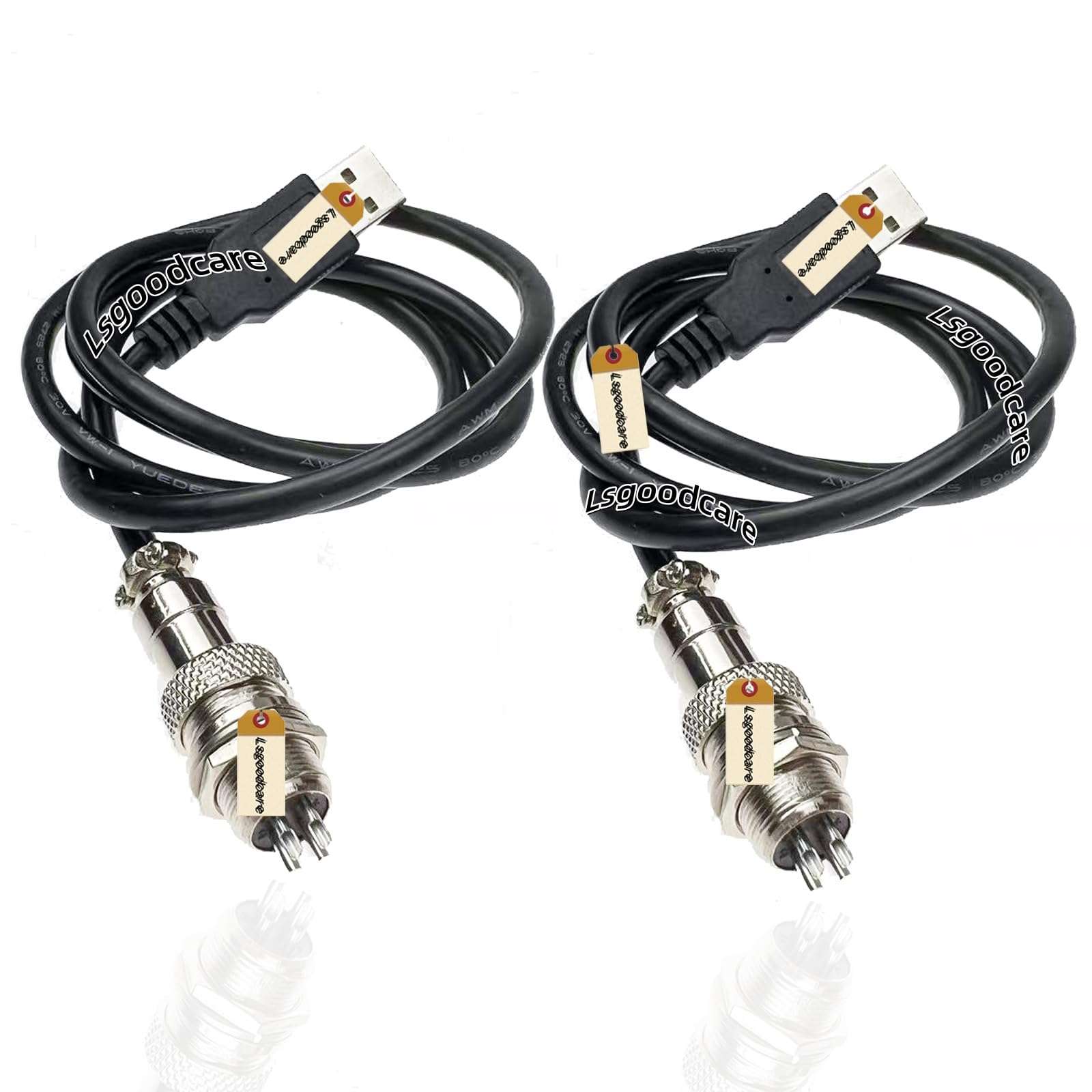 Lsgoodcare 10Pairs 16MM 4 Pin Din Female Male Aviation Connector Plug GX12-4pin USB Aviation Connector Plug Female with Shielded Cable 3