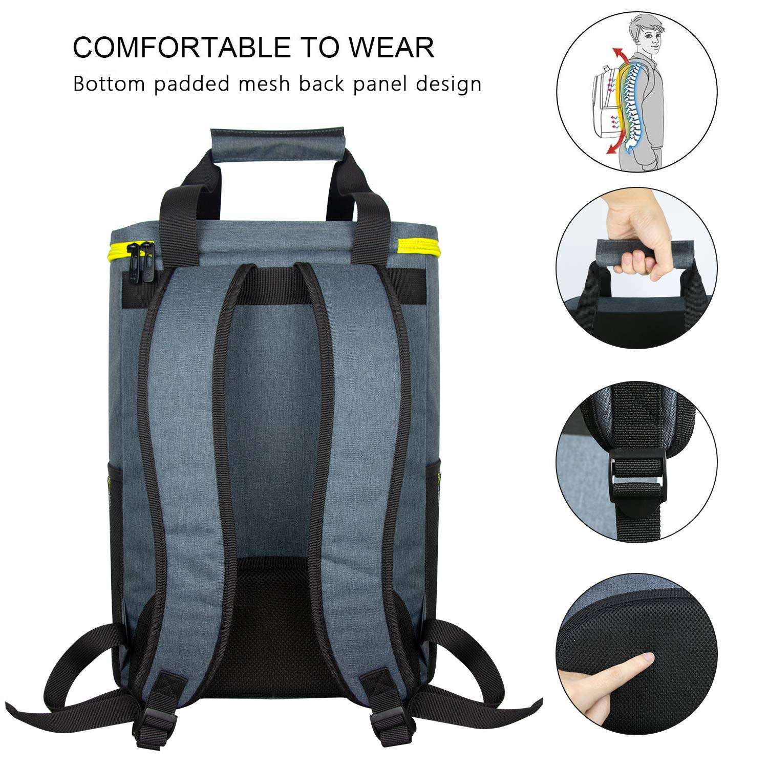 Hap Tim Backpack Cooler Insulated Leak-Proof Cooler Backpack Large Capacity 30 Cans Soft Cooler Bag for Men Women to Picnics, Hiking, Camping, Beach, Lunch, Park or Day Trips(13760BK-G) 2