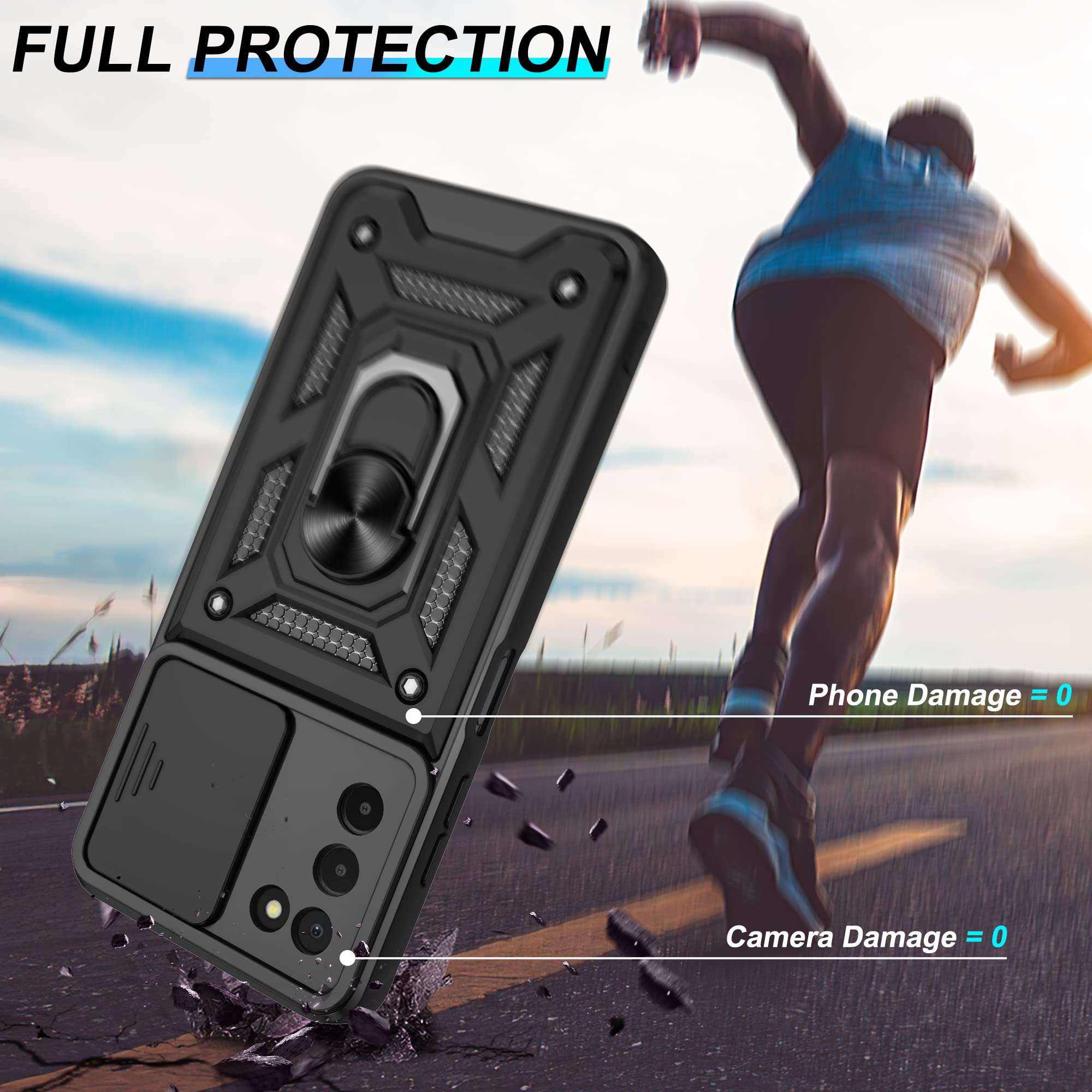 ATUMP for Samsung Galaxy A03S Phone Case with HD Screen Protector, Heavy Duty Shockproof [Military Grade] Protective Case for Samsung Galaxy A03S, Black 4