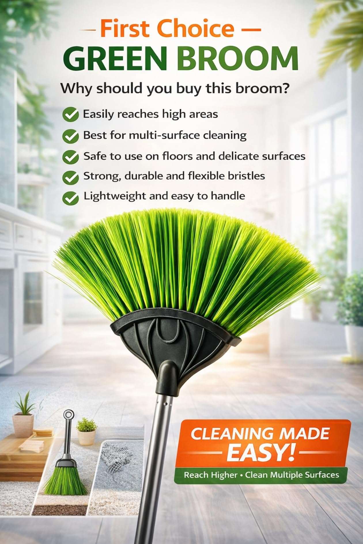 Spider Web Cleaner for Home 140 CM Long Handle | Stainless Steel Adjustable Extendable Rod | Cobweb Cleaner Stick | Jala Saaf Karne Wala Brush Broom for Ceiling Fan Roof Corner & Wall Cleaning 1pic 5