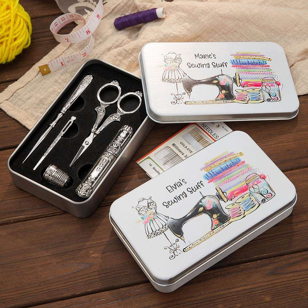 Custom Embroidery Scissors Kit, European Antique Vintage Sewing Box Set for Travel, Embroidery/Sewing Supplies, Gifts for Tailors/Fashion Designer 4