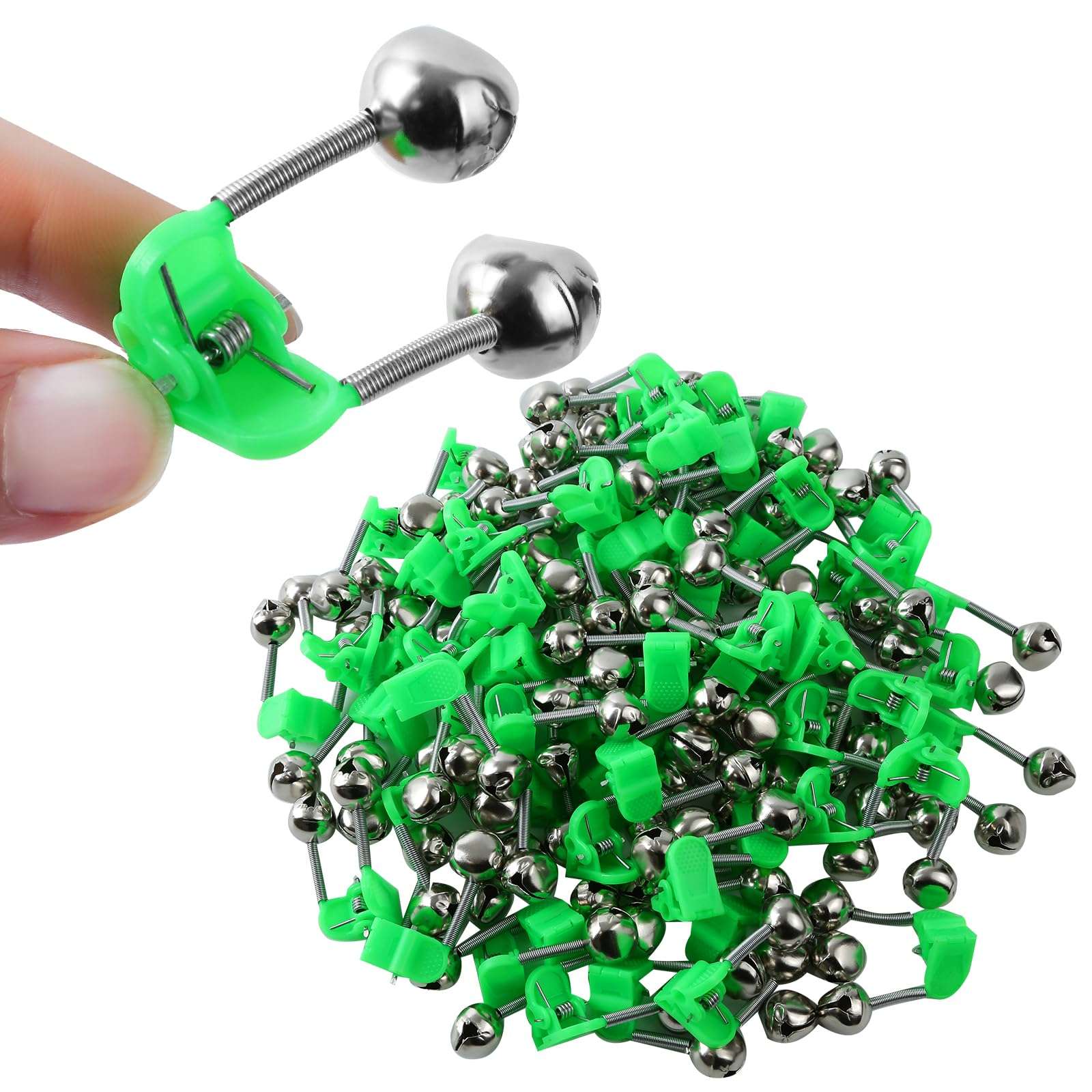 Prdiozyn 46PCS 3rd Generation Plastic Fishing Bells, Fishing Rod Alarm Bell with Extra Loud Dual Alert Bells Clip, Fishing Bells for Rods, Easy for Night, Ice Fishing, Green. 1