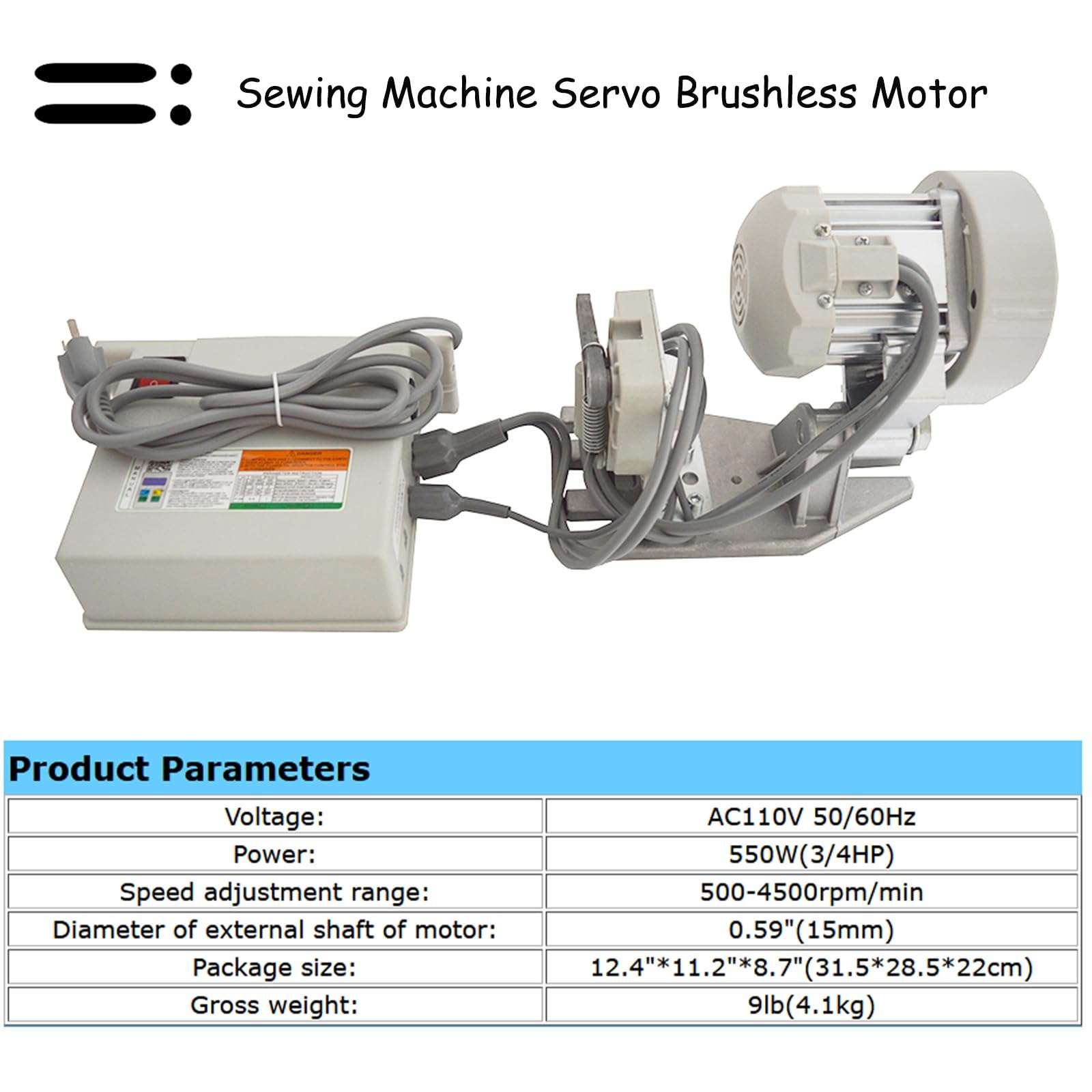 INTBUYING Sewing Machine Servo Motor 550W Servo Brushless Motor Adjustment Speed 500-4500rpm/min Electric Brushless Split Type Motor for Sewing Machine 3