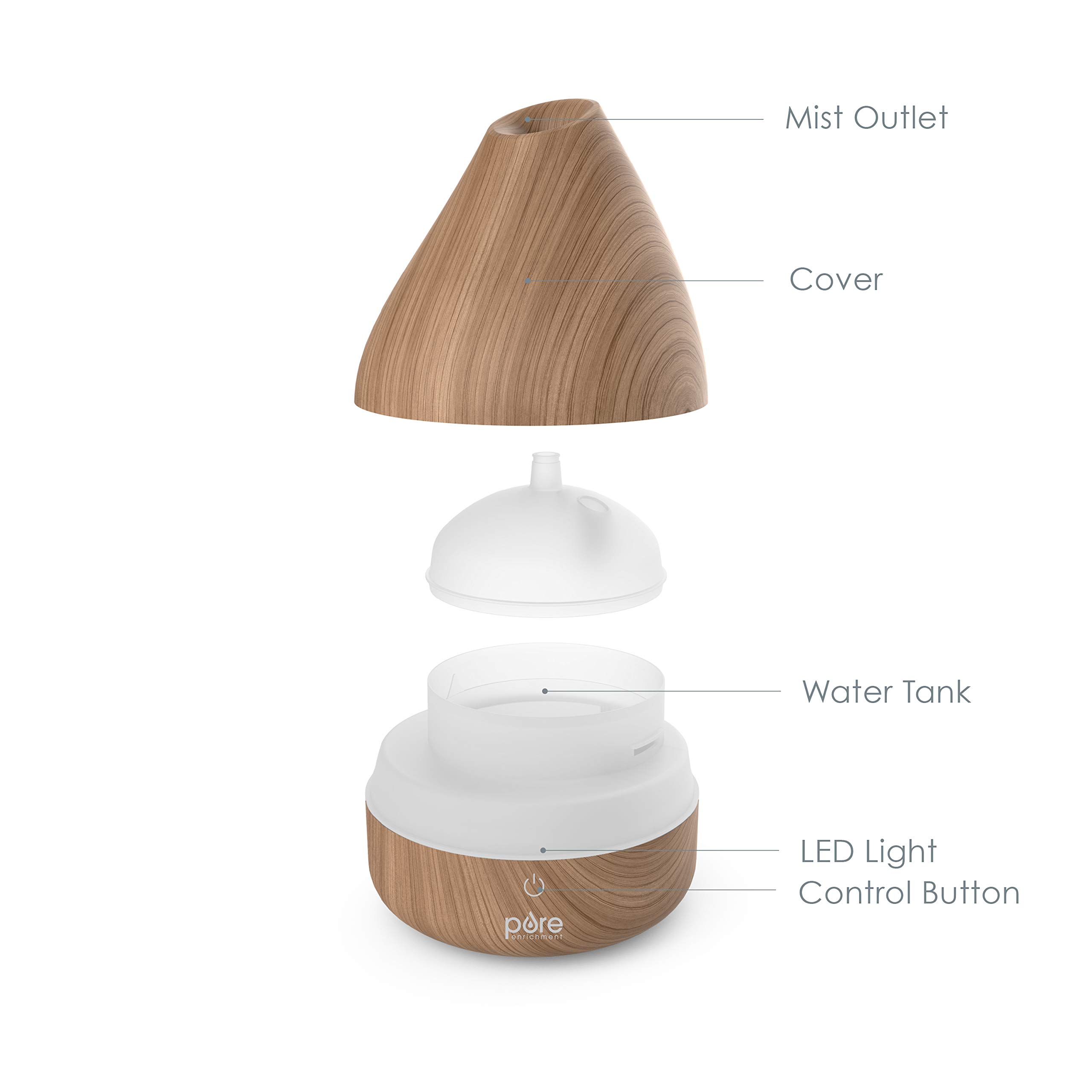 Pure Enrichment PureSpa Natural Aromatherapy Oil Diffuser (Natural) - Ultrasonic Air Deodorizer with 200ml Water Tank, Wood-Grain Accents, Soft Color-Changing Lights, and Auto Safety Shut-Off 5