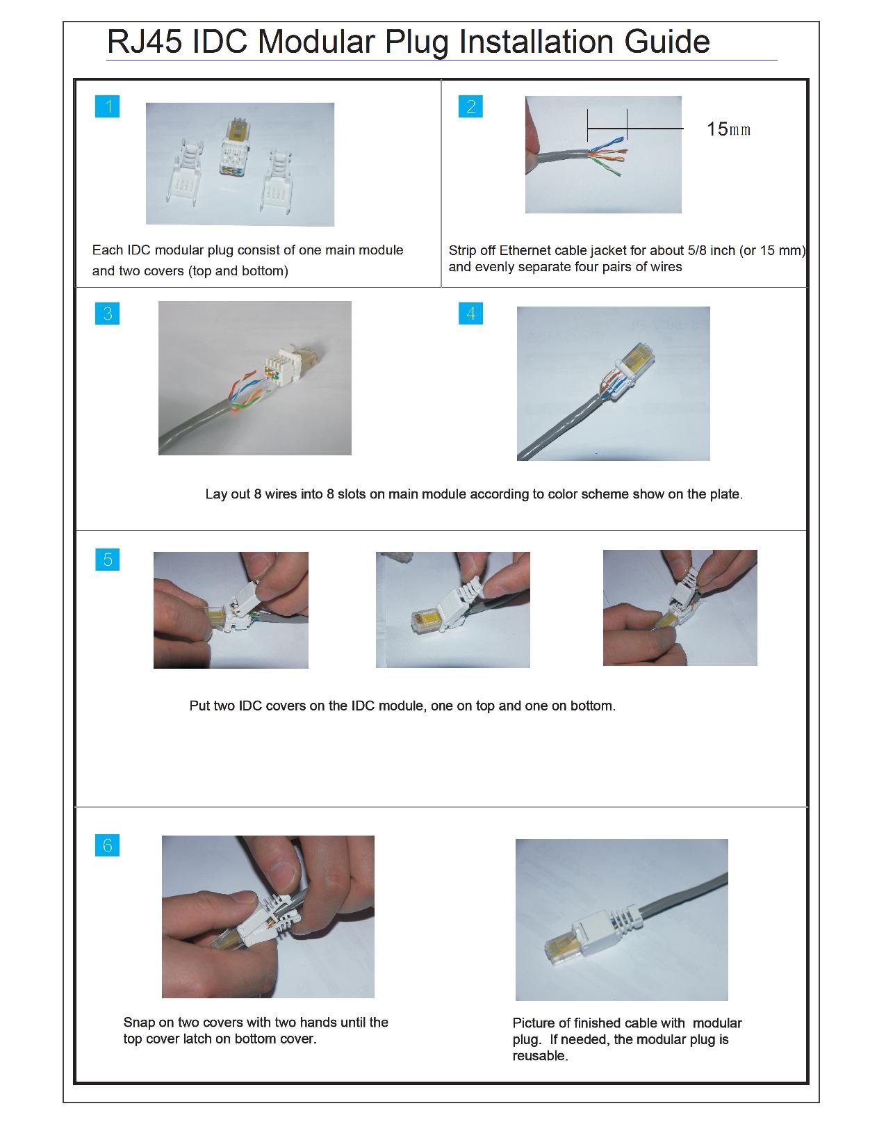 CyberTech RJ45 CAT6 5e Tool-Less Modular Connectors Plugs 4