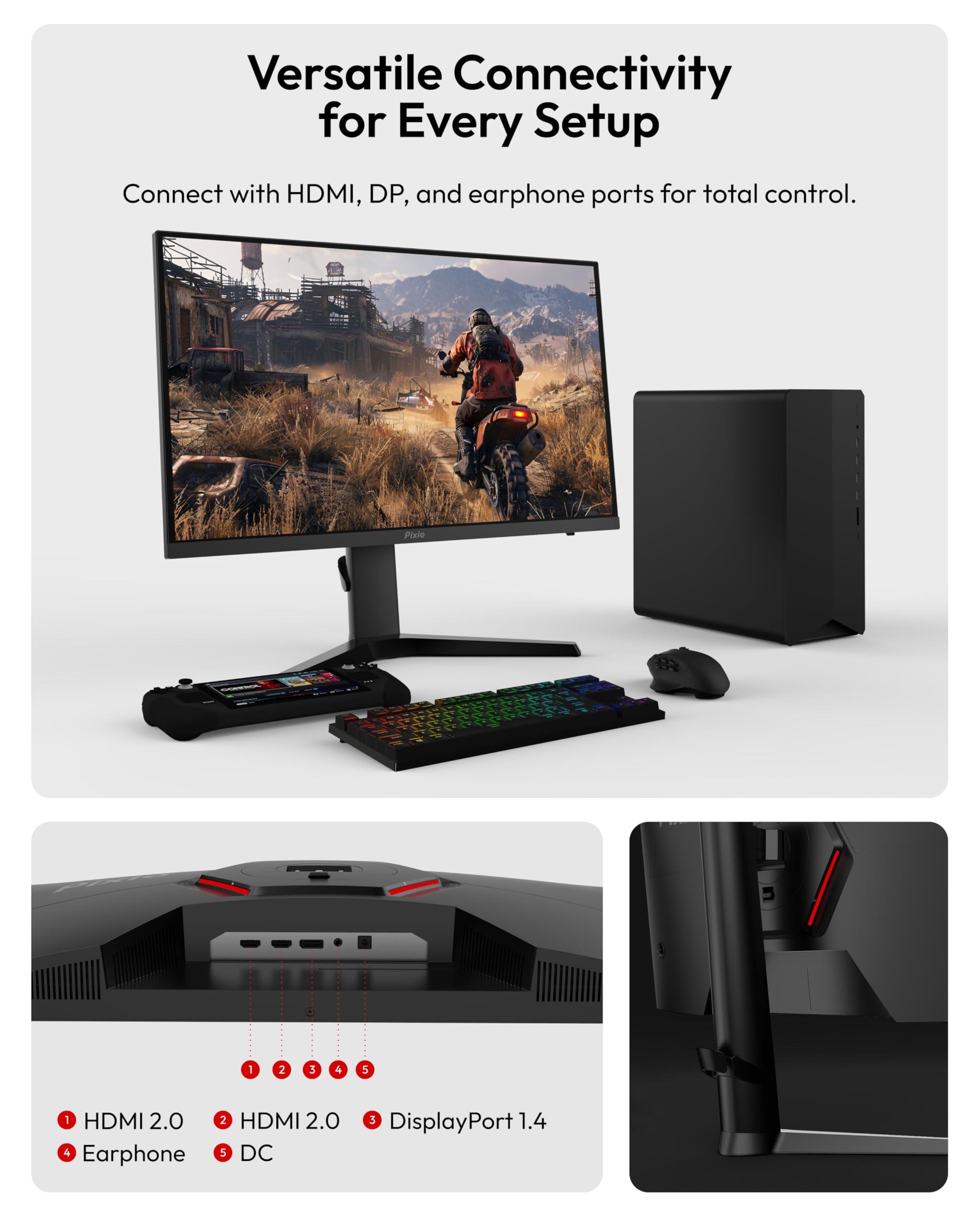 Pixio PX279 Prime Neo 27 inch 240Hz Refresh Rate FHD 1080p Resolution Fast IPS Panel 1ms GTG Response Time Gaming Monitor with Adaptive Sync 4