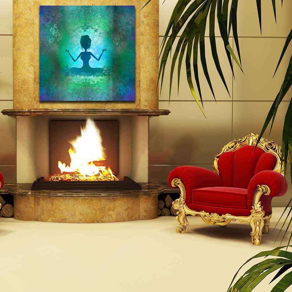 Pitaara Box Yoga Girl in Lotus Position | Peel & Stick Vinyl Wall Sticker for Bedroom & Living Room | 16 x 16 inch (41 x 41 cms) 6