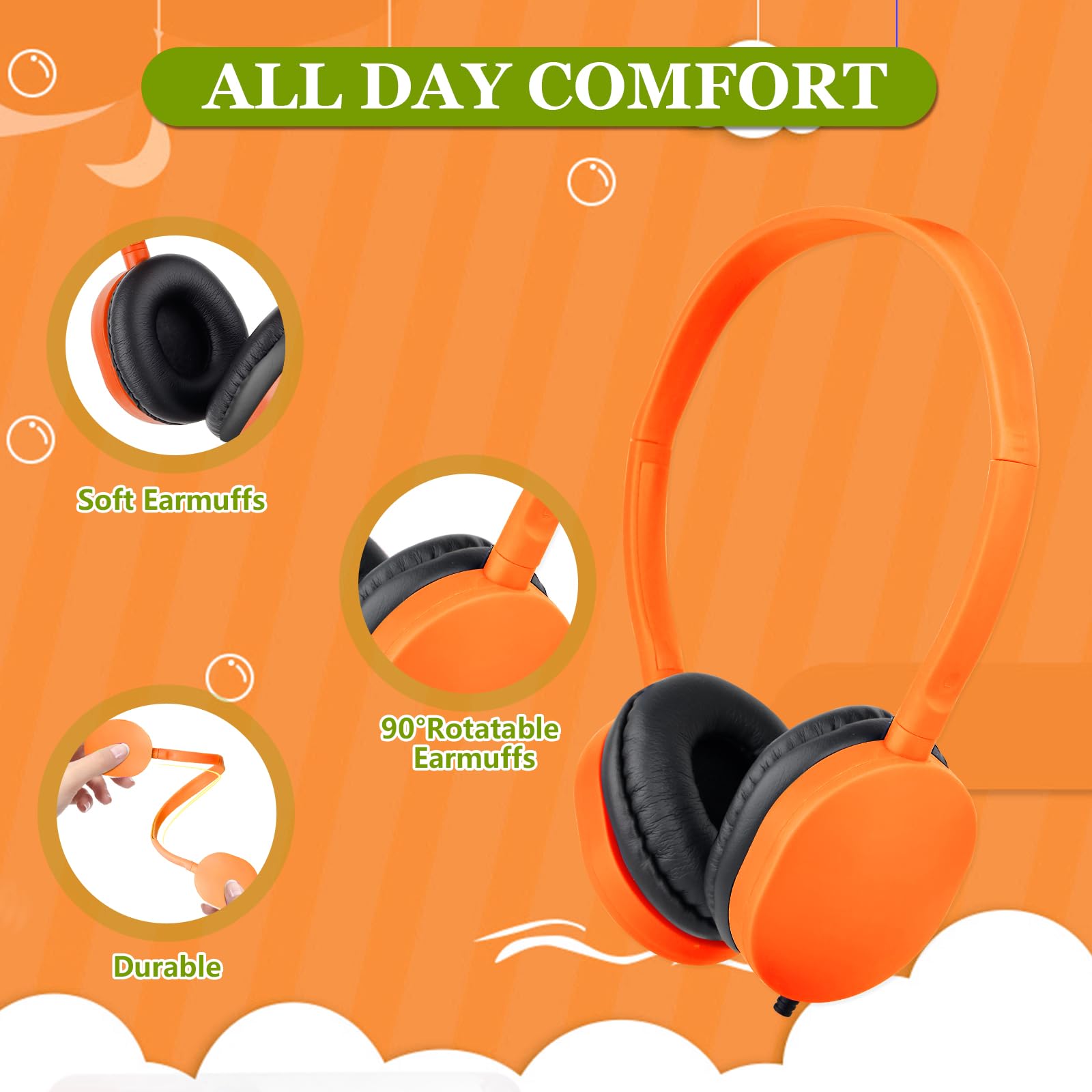 GDBOMA Type C Headphones Bulk for Classroom School Kids 10 Pack,USB C Wired Headphones for School Phone Laptop PC Online Class Meeting Web Conference Practice Test Mixed Color 4