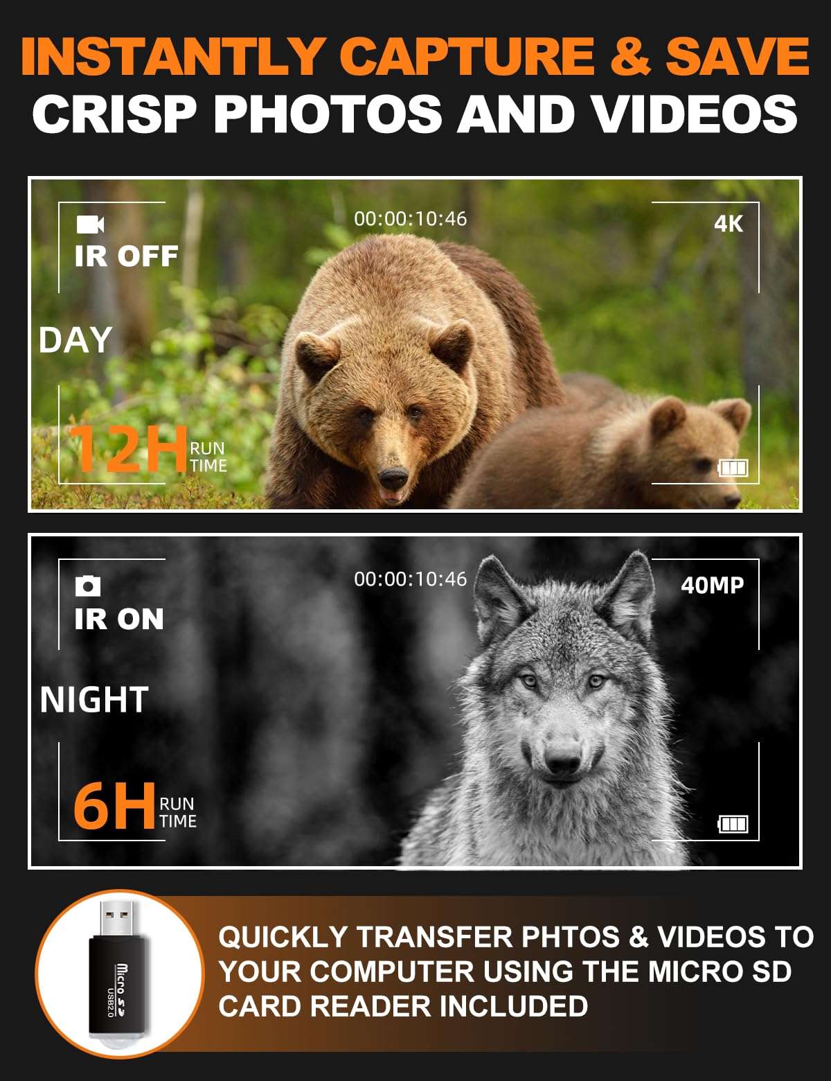 VISIOGEAR Night Vision Goggles - NOVA 4K Night Vision Binoculars for Adults, 3“ HD Screen Binoculars with 7 Levels Infrared 32GB Card Included Perfect for Camping & Security, Black 5