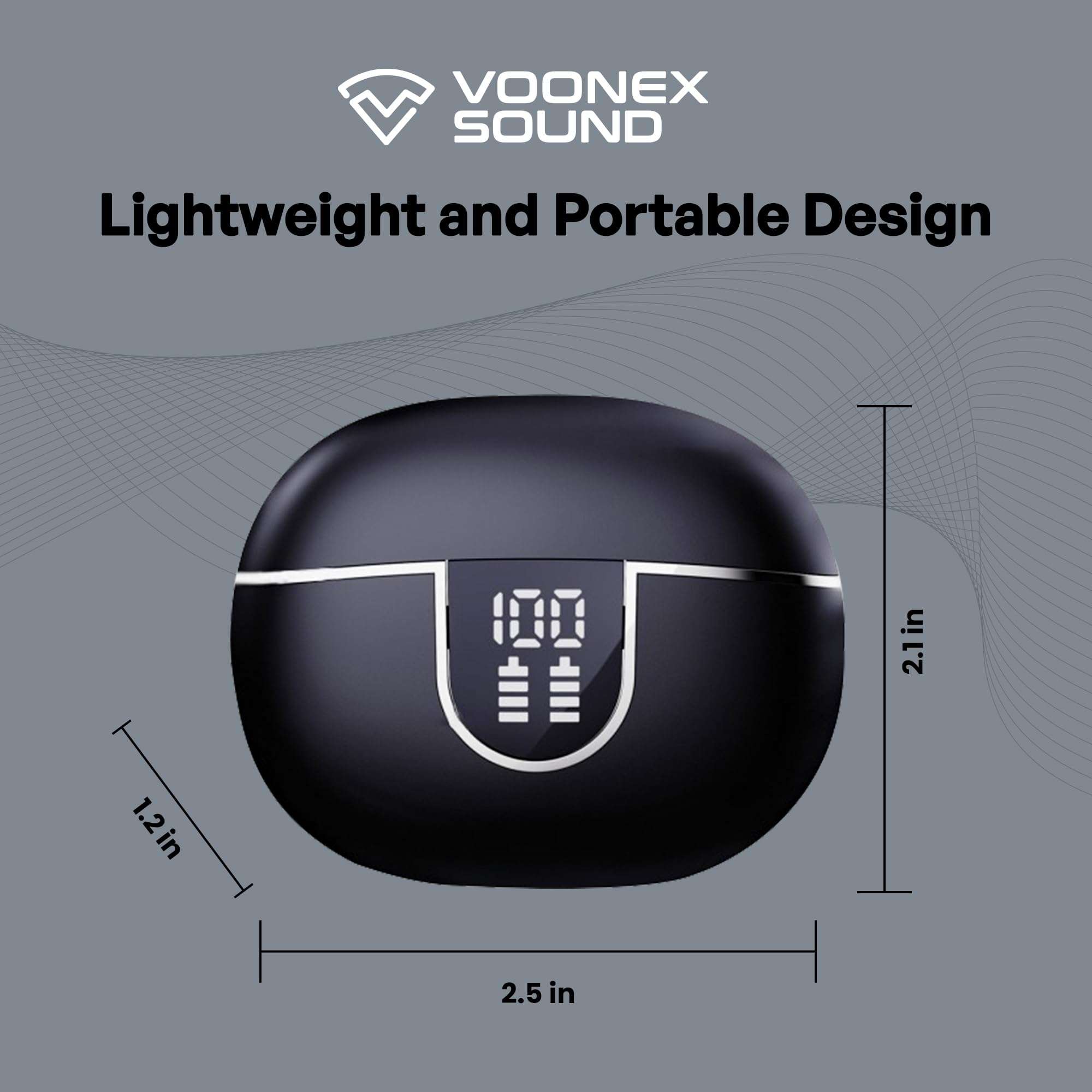Voonex Sound Ultimate Wireless Headphones: Sound X Pro Bluetooth Earbuds with Noise Cancelling, Mic, and Hi-Fi Sound - 60H Playback LED Power Display - Compatible with Apple, Android, and More 5