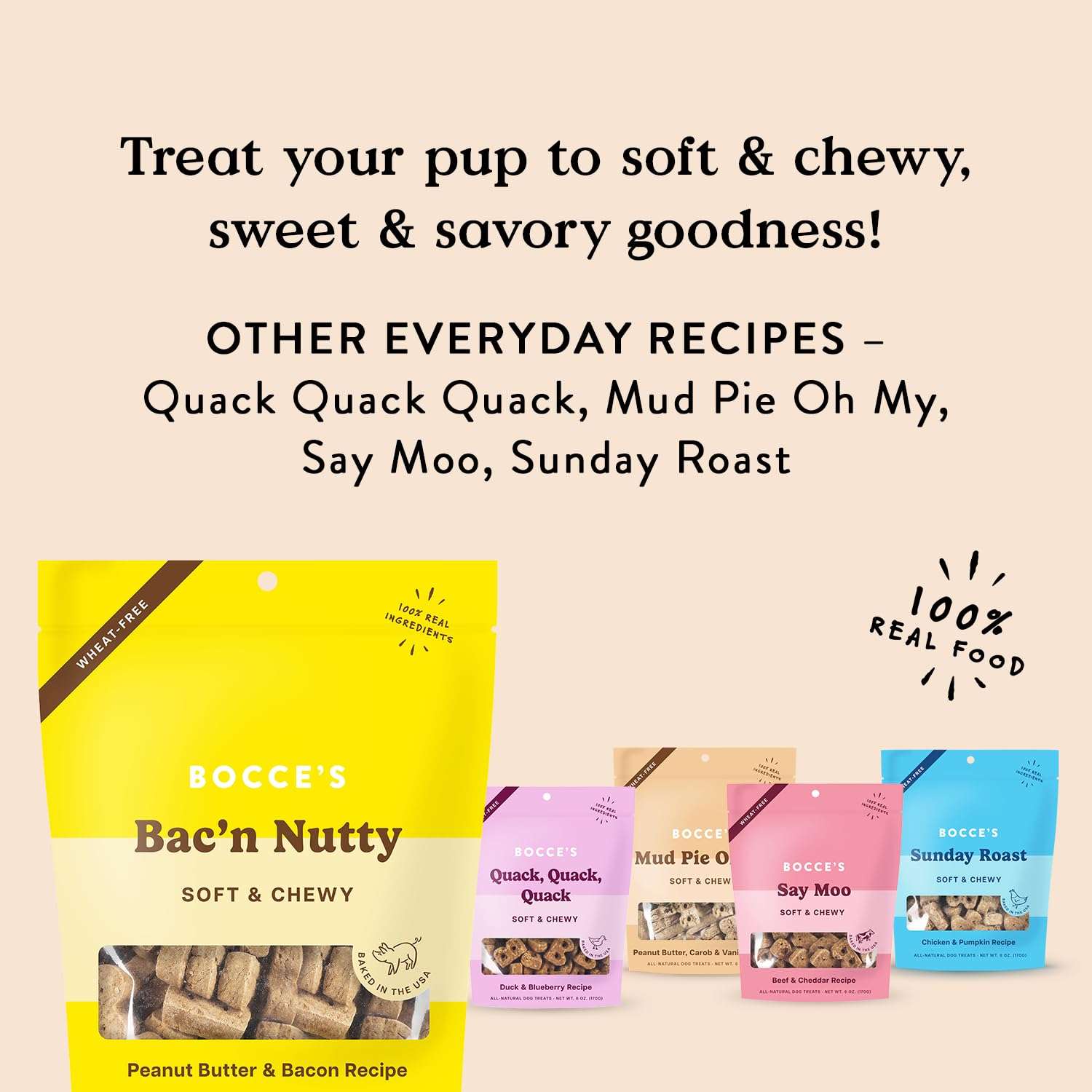 Bocce's Bakery Bac’n Nutty All-Natural Soft & Chewy Dog Treats – PB + Bacon Flavored Wheat-Free Everyday Dog Wellness Cookies – Made with Limited Real Ingredients and Baked in The USA (12 oz Bag) 5