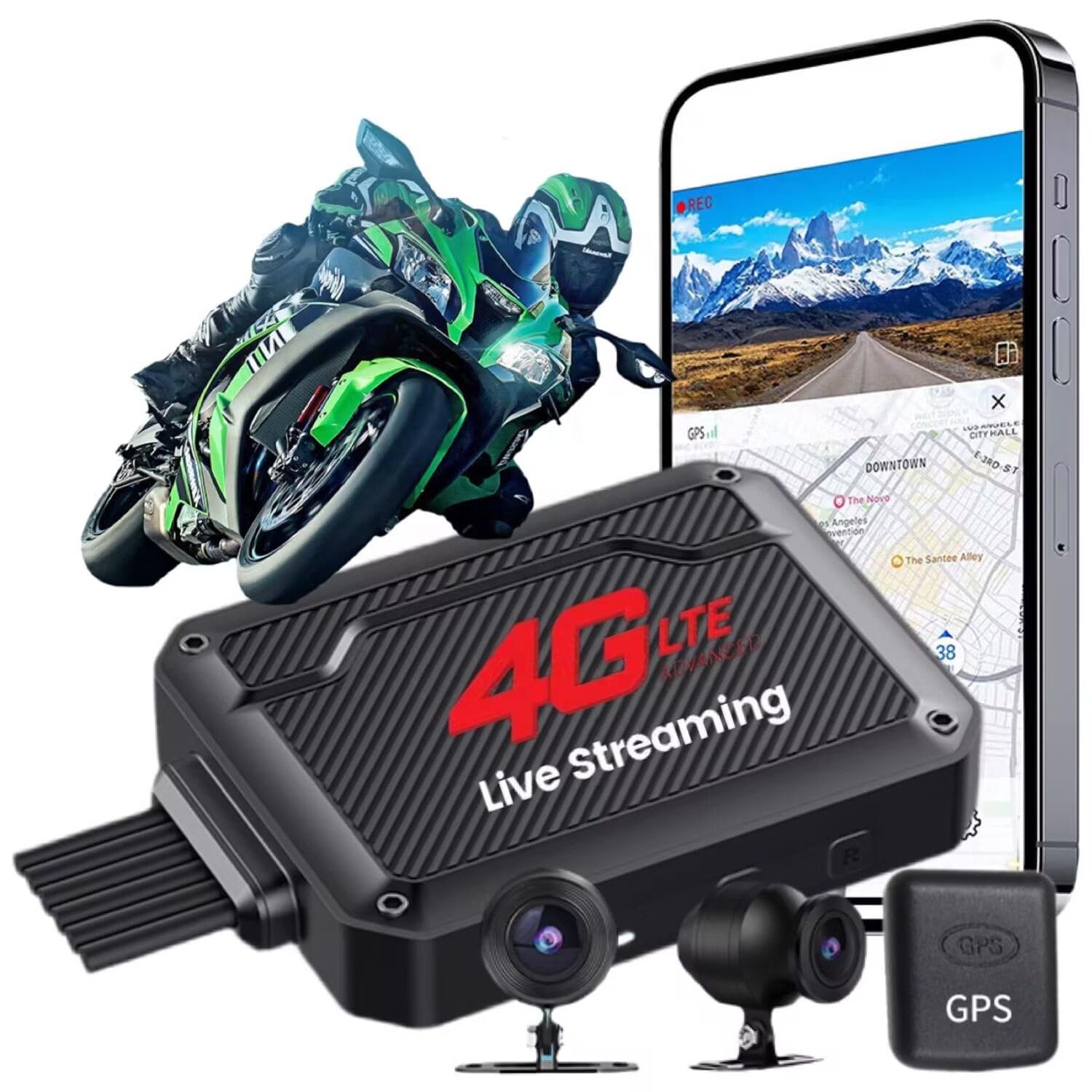 DEVIANT 4G Motorcycle Dashcam with Dual Lens Full HD 1080P Recording | Night Vision | G-Sensor and Loop Recording | GPS | Live Remote Monitoring Dashboard Bike Dashcam