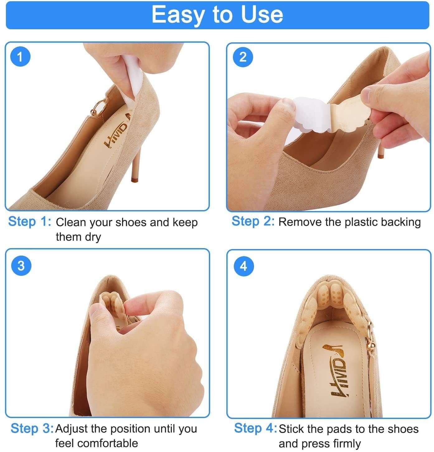 MINNESOTA Self-Adhesive Heel Grip Liner Cushion Inserts for Loose Shoes Foam Material, Foot Care Protector Grips Liners, Heel Protectors For Shoes, Filler Improved Shoe Fit and Comfort For Men & Women 4