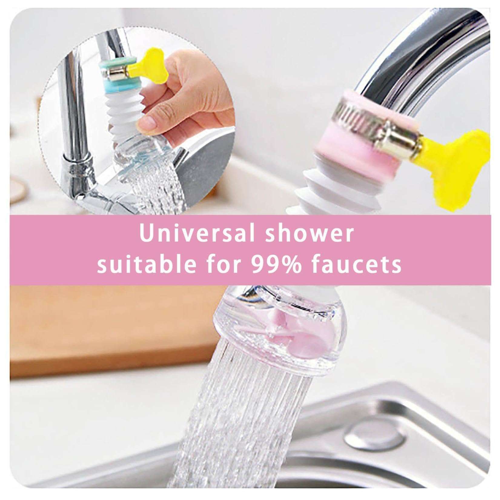 1PC Small Water Filter, Portable Faucet Splashing Proof Head Multicolor Kitchen Water Purification Filter Useful Powerful Kitchen and Bathroom Retractable Rotating Showerhead (1PC Pink) 6
