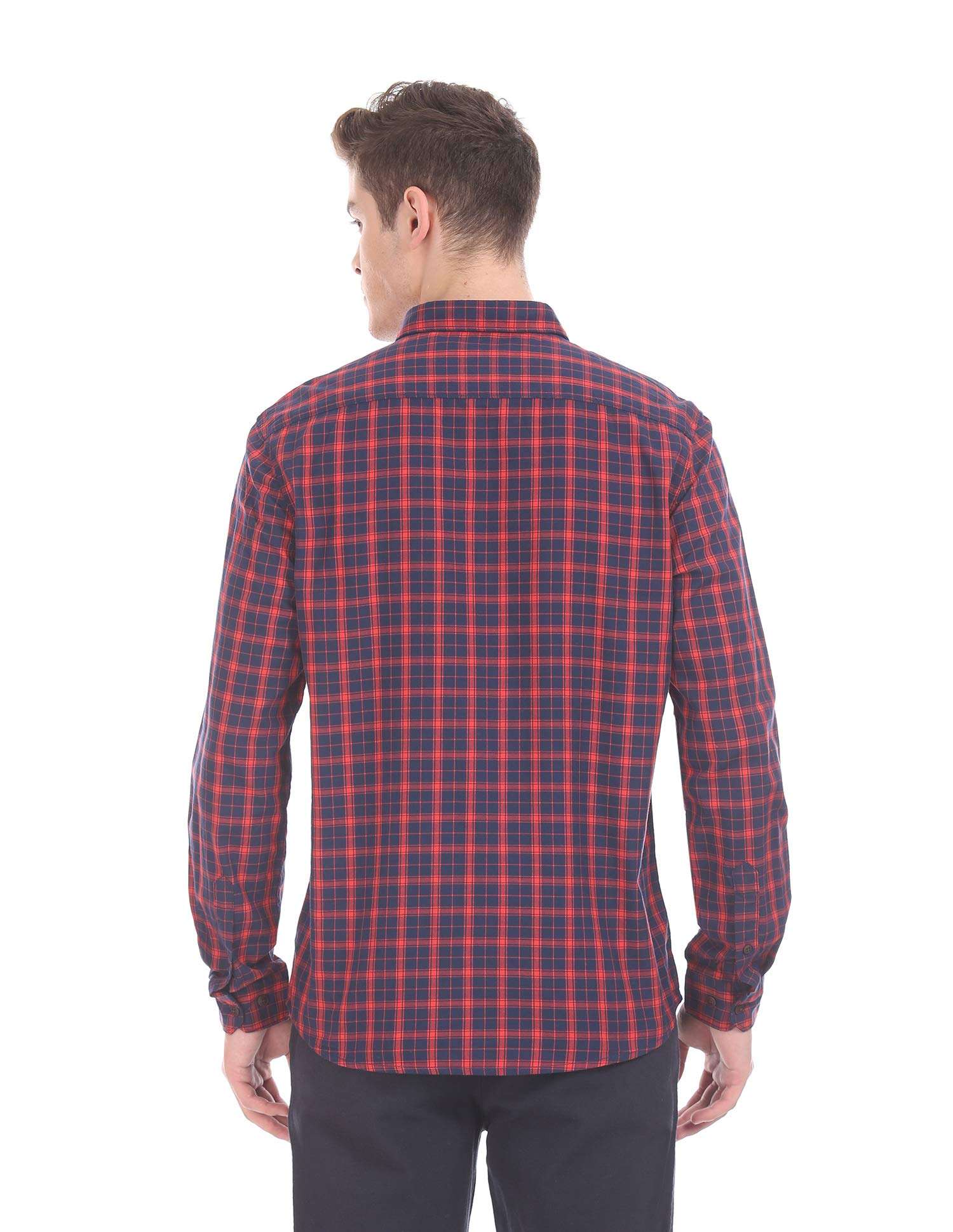 Ruggers by Unlimited Men's Checkered Slim fit Casual Shirt (281580258_RED_L_FS 4