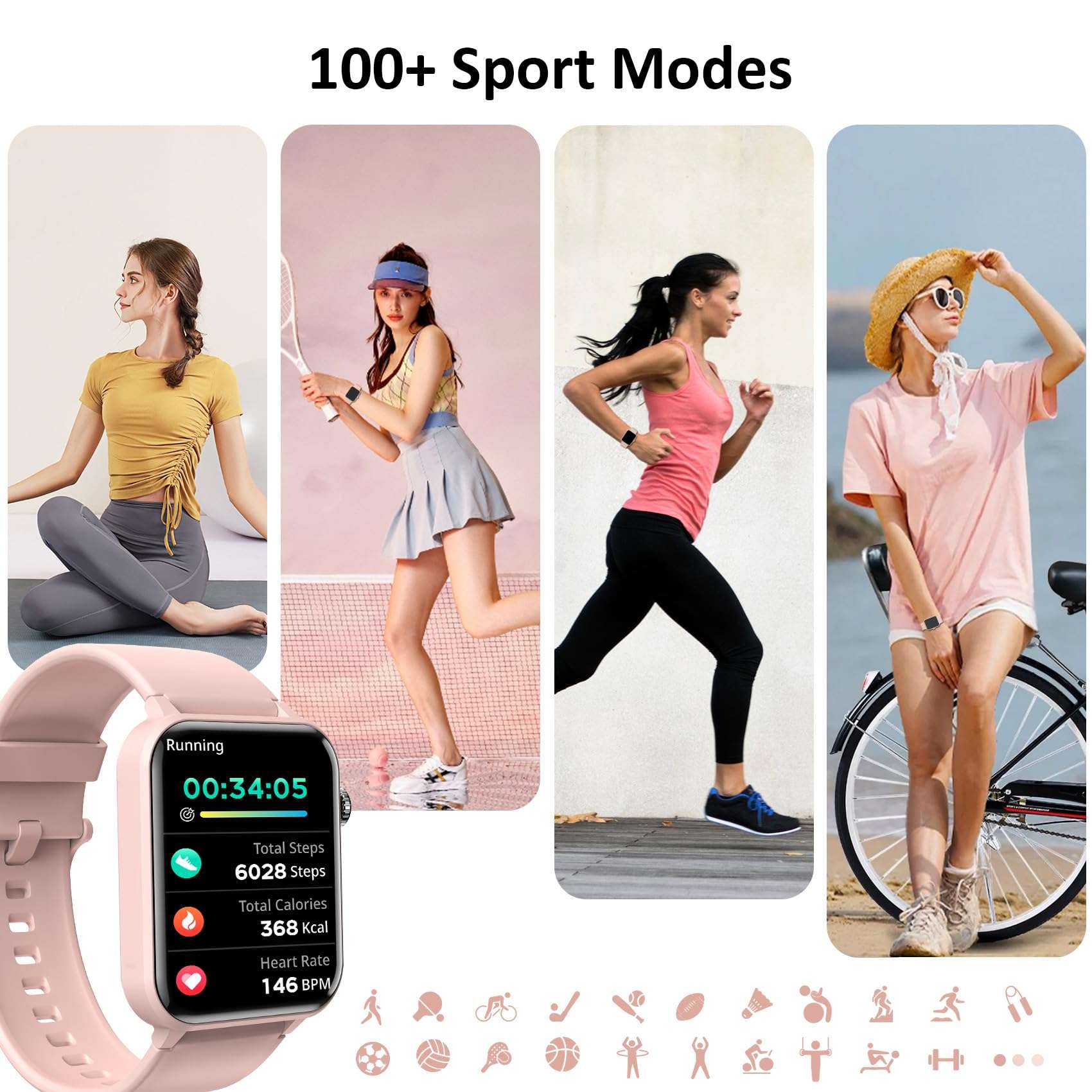 Blackview Smart Watches for Women(Make and Answer Calls),1.85''HD Screen Fitness Tracker Watch,100+ Sport Modes,SpO2/Heart Rate/Sleep Monitor for Android iPhone 5