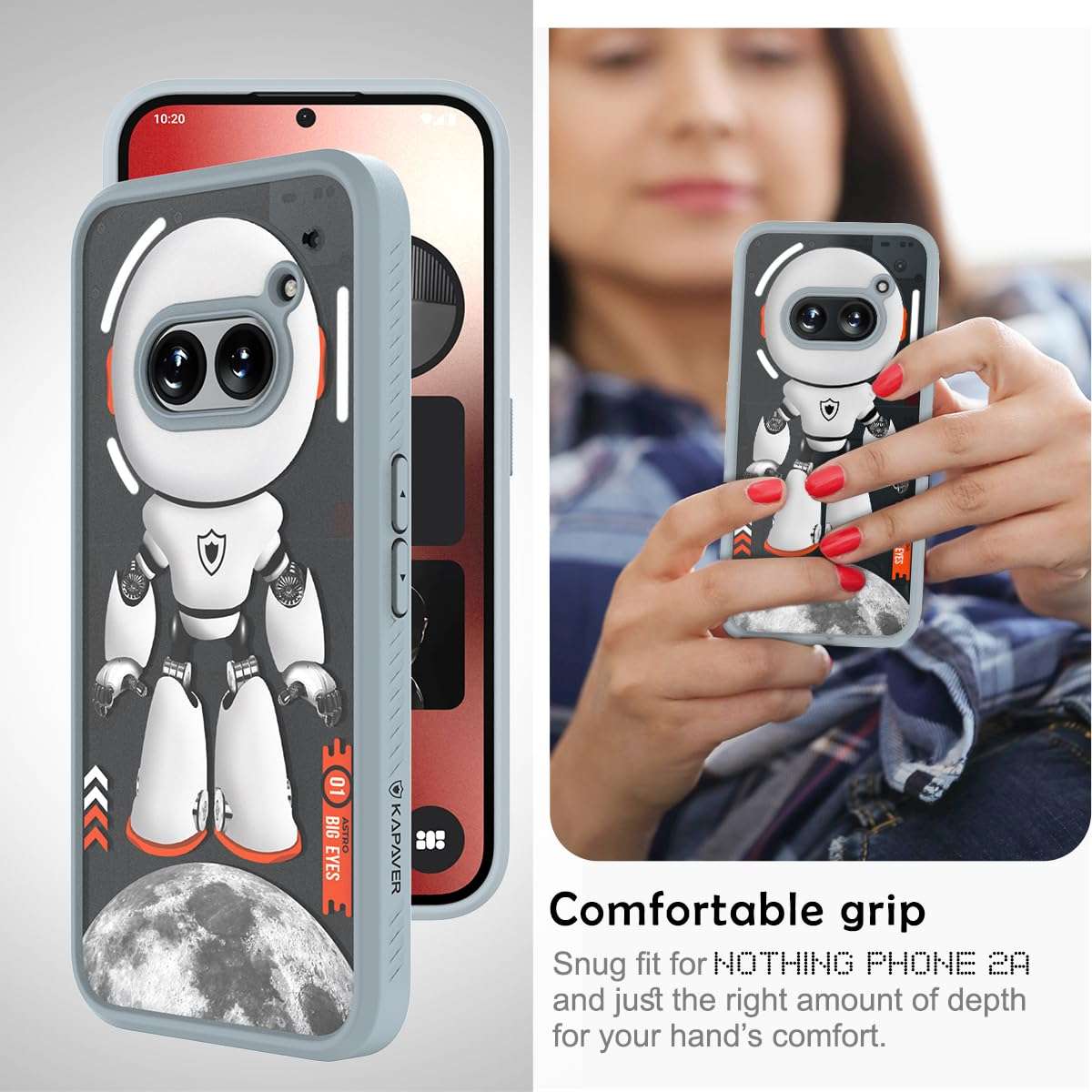 Kapaver Astro Big Eyes Polycarbonate Back Cover Case For Nothing Phone 2A 5G (Astro Gray) 4