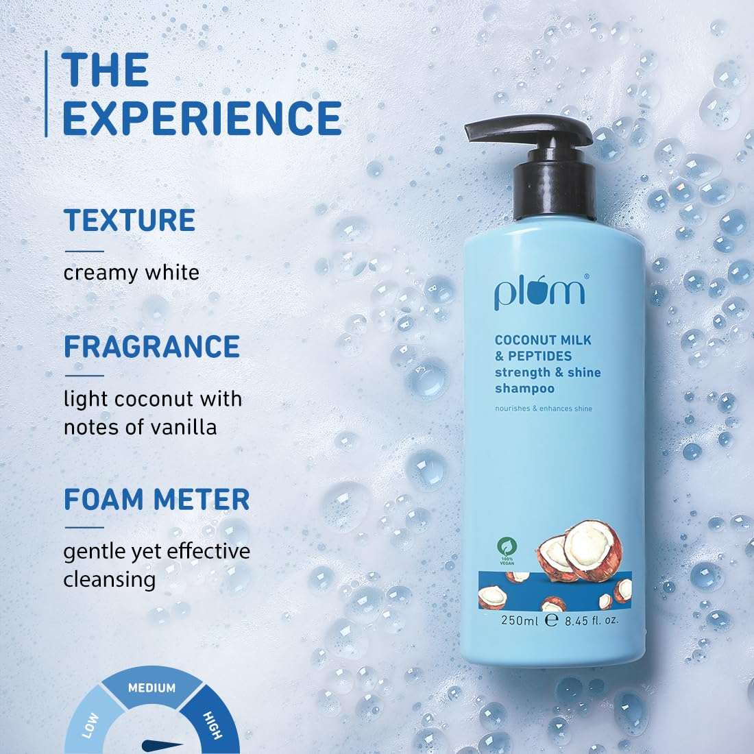 Plum Coconut Shampoo for Dull Hair with Coconut Milk and Peptides for Strong & Shiny Hair I 22x shine I Soft, silky hair I Shampoo for Women and Men | SLS sulphate and paraben free shampoo I 250ml (Pack of 2) 5