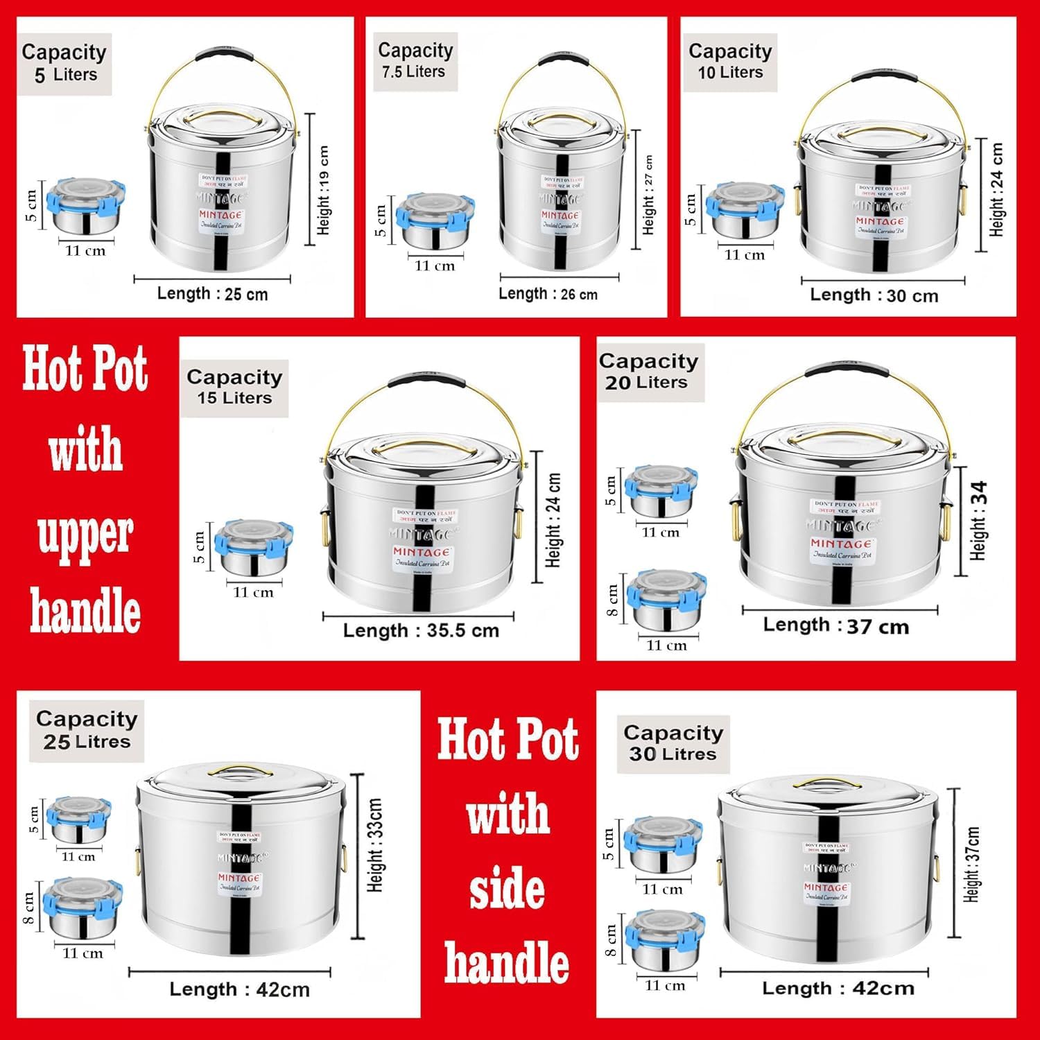 Mintage Stainless Steel Sambar Pot 5L with Free 200ml Leakproof Lunch Box Insulated Hot Pot Casserole for Cooking Durable Container Ideal for Indian Cooking Hotel Restaurant Canteens Travel Picnic 3