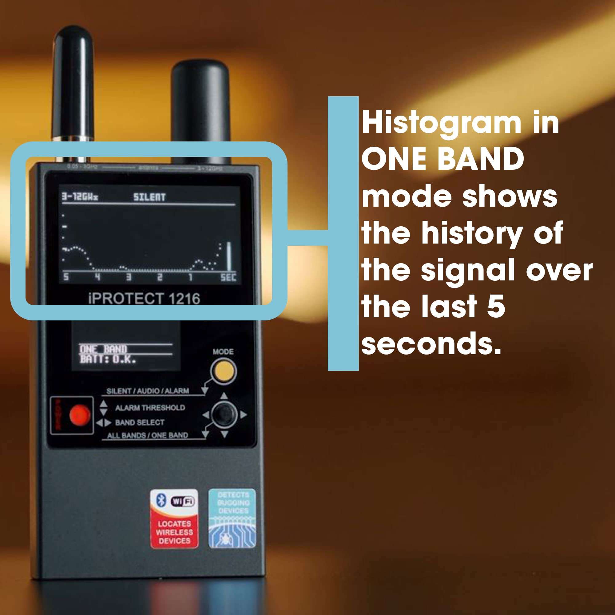 Discover It - iProtect 3 Band RF Anti-Spy Counter Surveillance Radio Frequency Bug Detector - Detect Listening Devices, Hidden Cameras, GPS, WiFi, Bluetooth, GSM, 3G, 4G/LTE, 2.4, and 5.8Ghz Signals 2