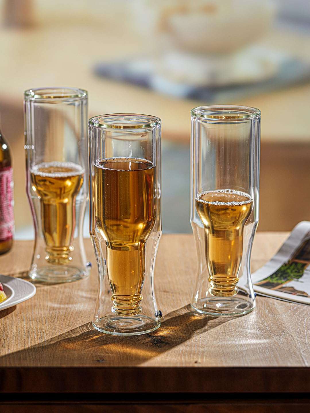 Trovea's Double Wall Inverted Bottle Shape Beer Glass Set of 4 3