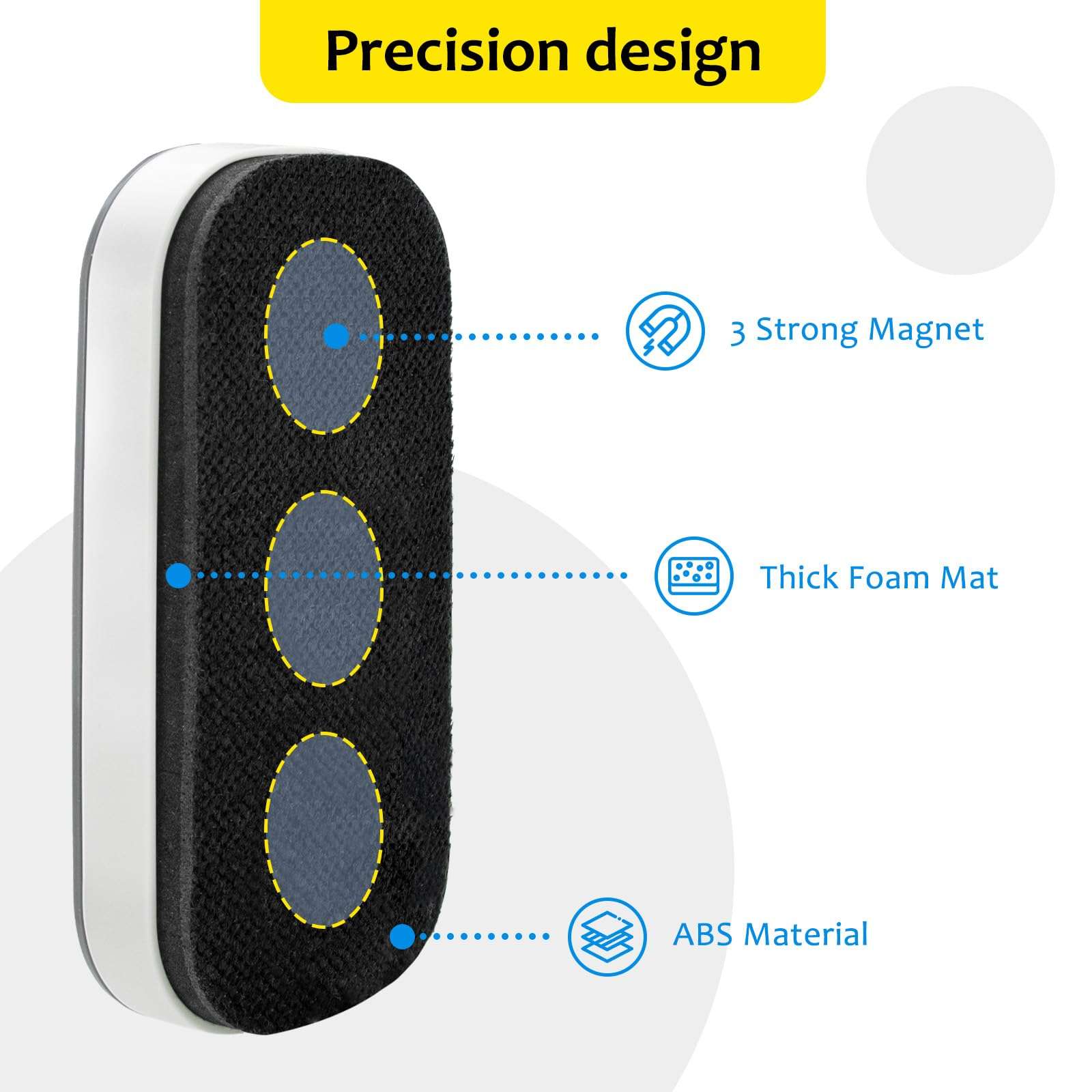 maxtek Magnetic Dry Erase Eraser, Glass Board Erasers, 1 Pack, Whiteboard Eraser for Dry Erase Board, Glass Board, Calendar Board, Office and School Supplies (Gray) 3