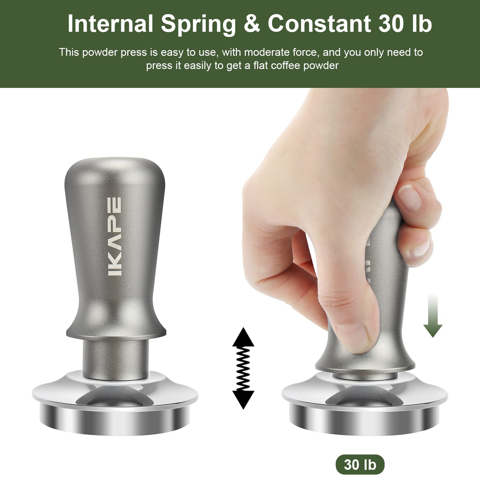 IKAPE 51mm Espresso Tamper, Premium Barista Coffee Tamper with Calibrated Spring Loaded, 100% Flat Stainless Steel Base Tamper for Espresso Machine 3
