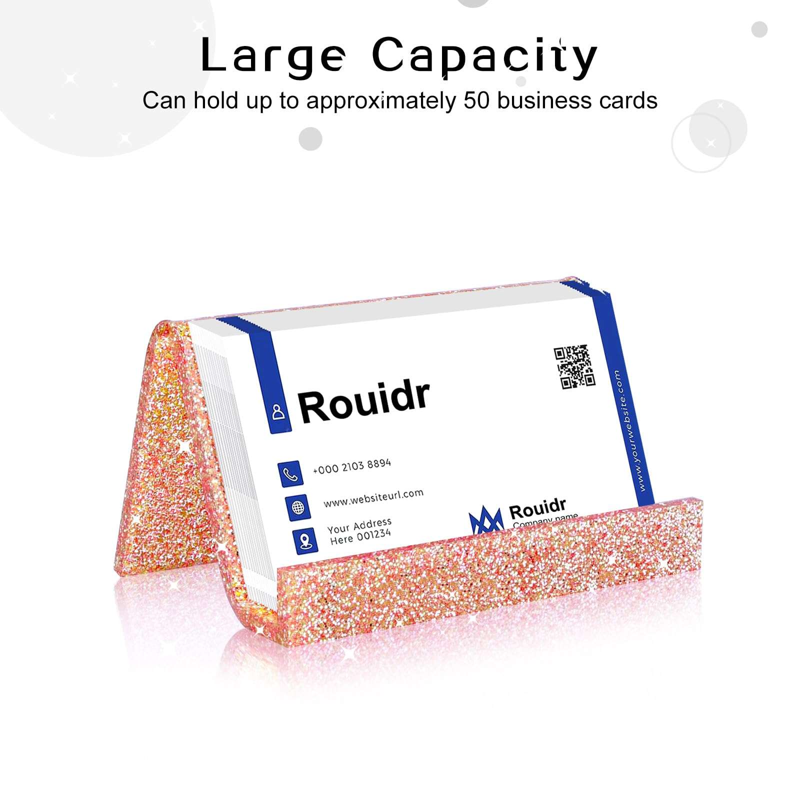Rouidr Business Card Holder for Desk, 3 Pack Acrylic Business Card Holder Display for Office Desktop, School, Hotel Front Desk, Color 3