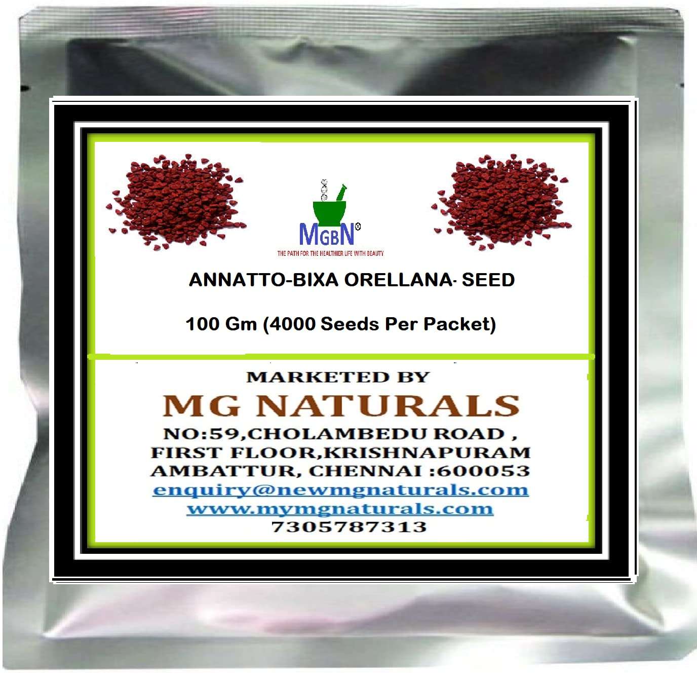 ANNATTO-BIXA ORELLANA-SEED-100 GM (4000 Seeds Per Packet) 1