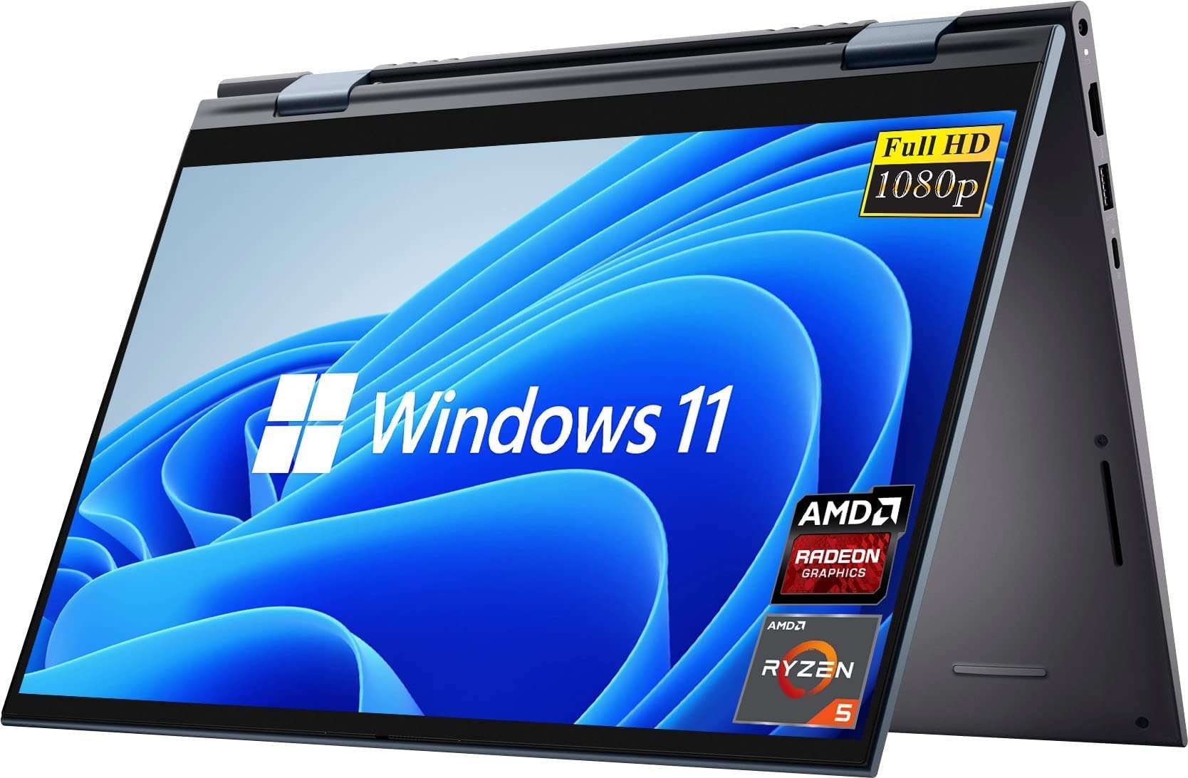 Dell [Windows 11 Home] 2022 Newest Inspiron 7415 2-in-1 Touchscreen Laptop, 14" Full HD, AMD Ryzen 5 5500U (6-core), 32GB RAM, 512GB PCIe SSD, HDMI, WiFi-6, Webcam, FP Reader, Backlit KB, Blue 1