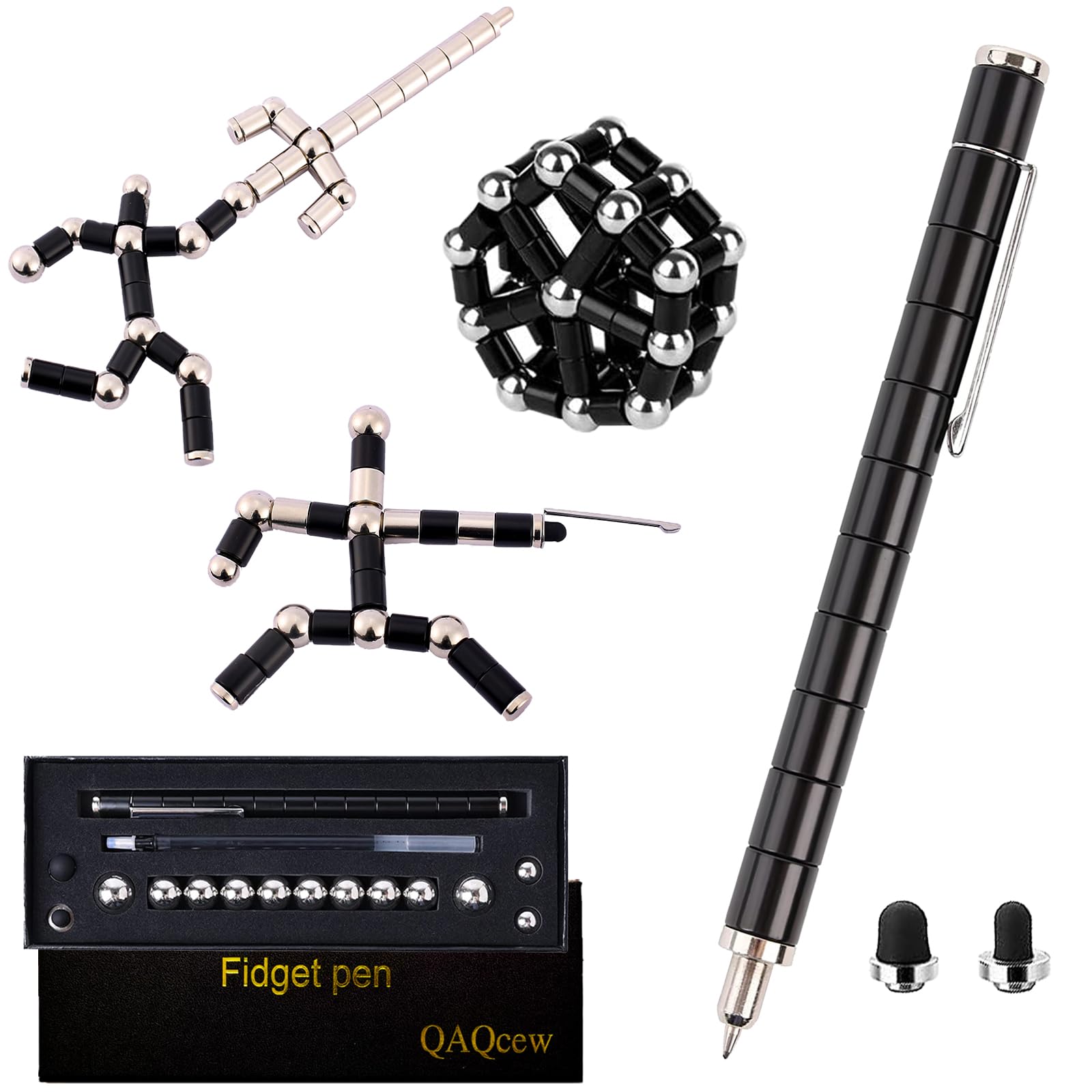 QAQcew Fidget Pen, Decompression Magnetic Fidget Toy Pen, Magnet Pen Fidget Toy Relieve Pressure Novel Toy Gift for Kids or Friends! (Black) 1