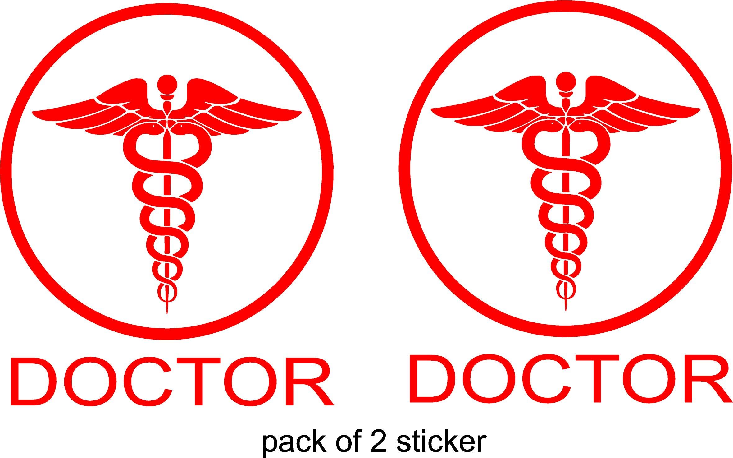 ARWY Doctor Logo car Sticker car Stickers Exterior Doctor Sign Doctor Symbol Logo red Size(14.5X15.5 cm)(Pack of 2) 2