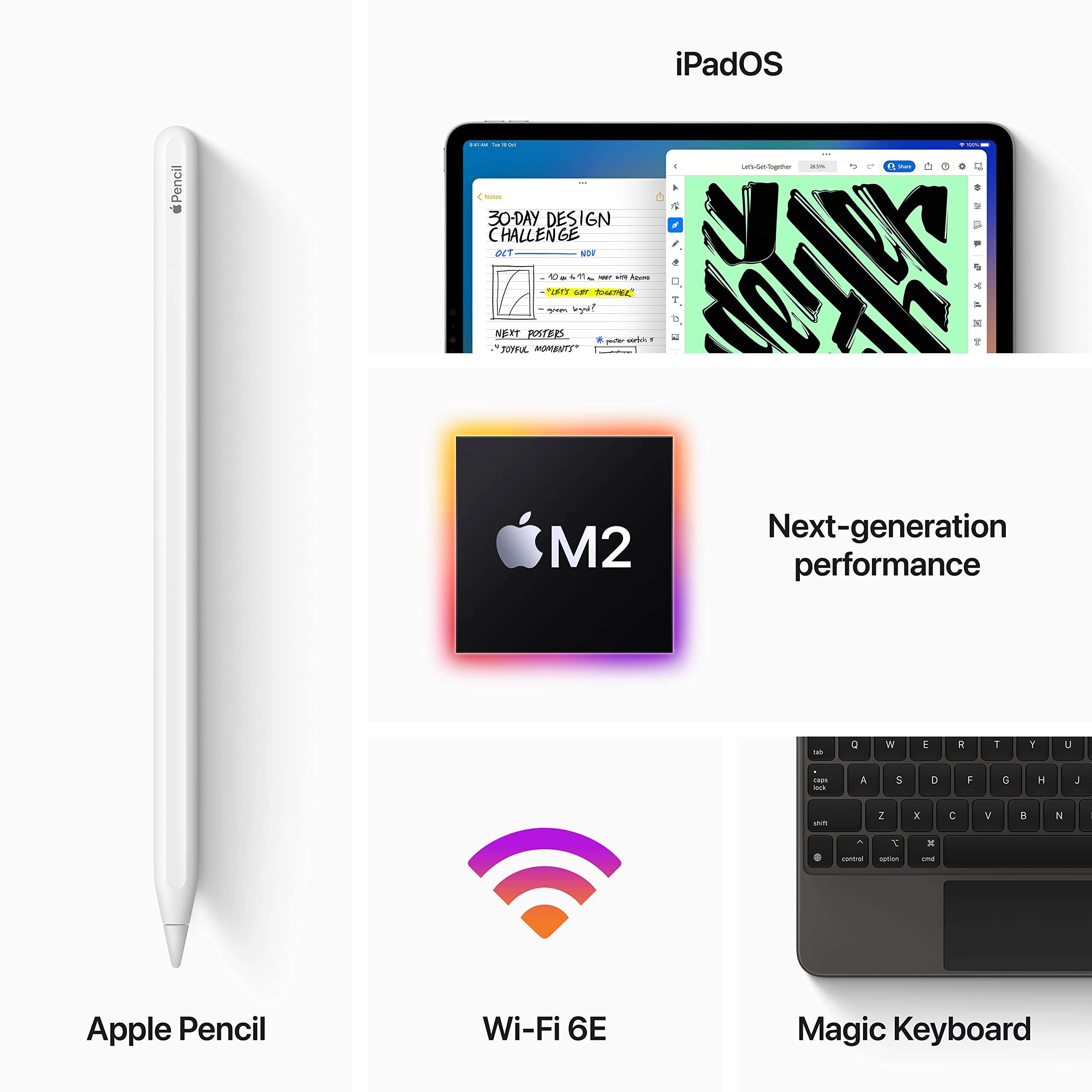 Apple iPad Pro 11″ (4th Generation): with M2 chip, Liquid Retina Display, 128GB, Wi-Fi 6E, 12MP front/12MP and 10MP Back Cameras, Face ID, All-Day Battery Life – Space Grey 6