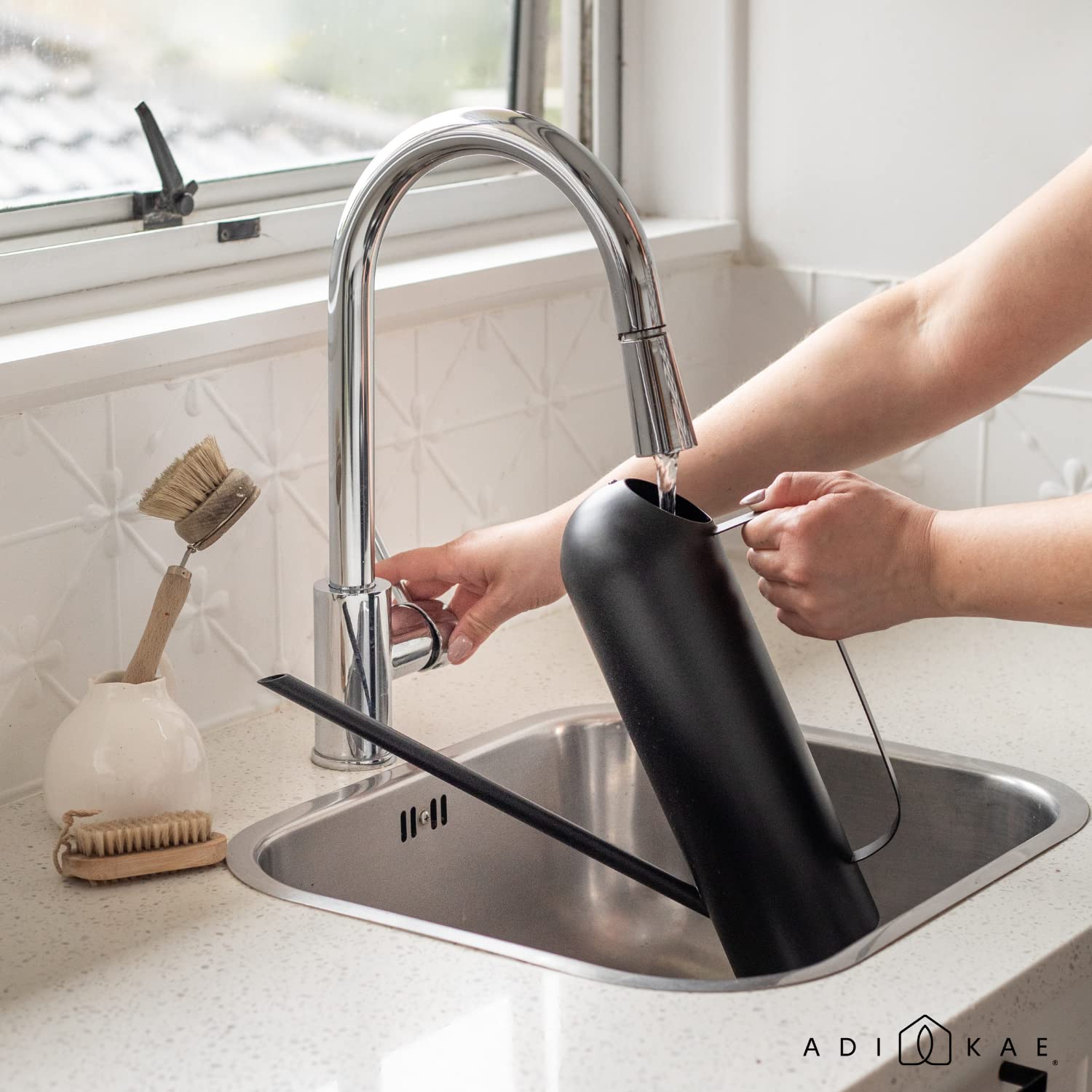 Watering Can with Long Spout - 50 Ounce Black - Large Water Can - House/Indoor Plant 6