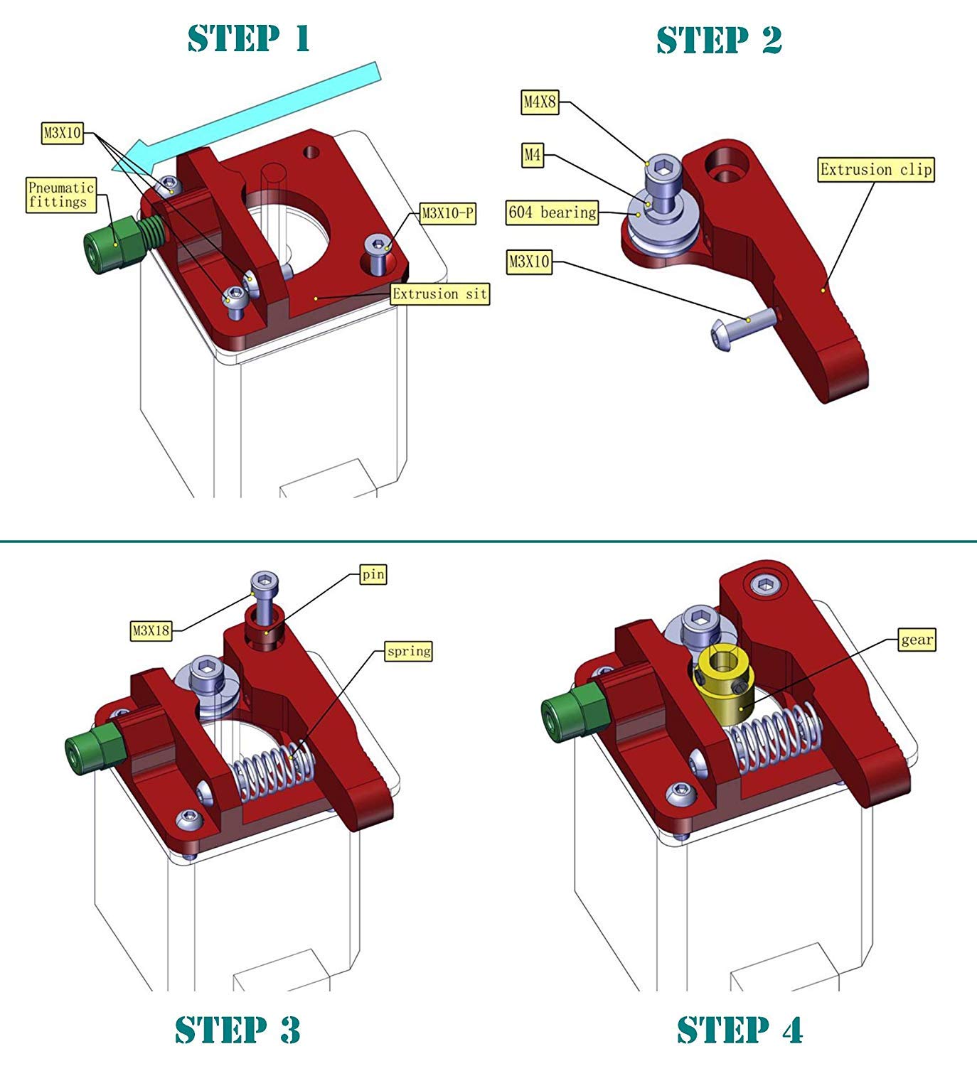 Creality Ender 3 Aluminum Extruder, Ender 3 Metal Extruder, Ender 3 Pro Extruder Upgrade MK8 Drive Feed Bowden Extruders for Ender-3 V2/ Ender-3 Pro/Ender-3 Max/CR-10/10S/ Ender 5/ ENDER5 Plus 5