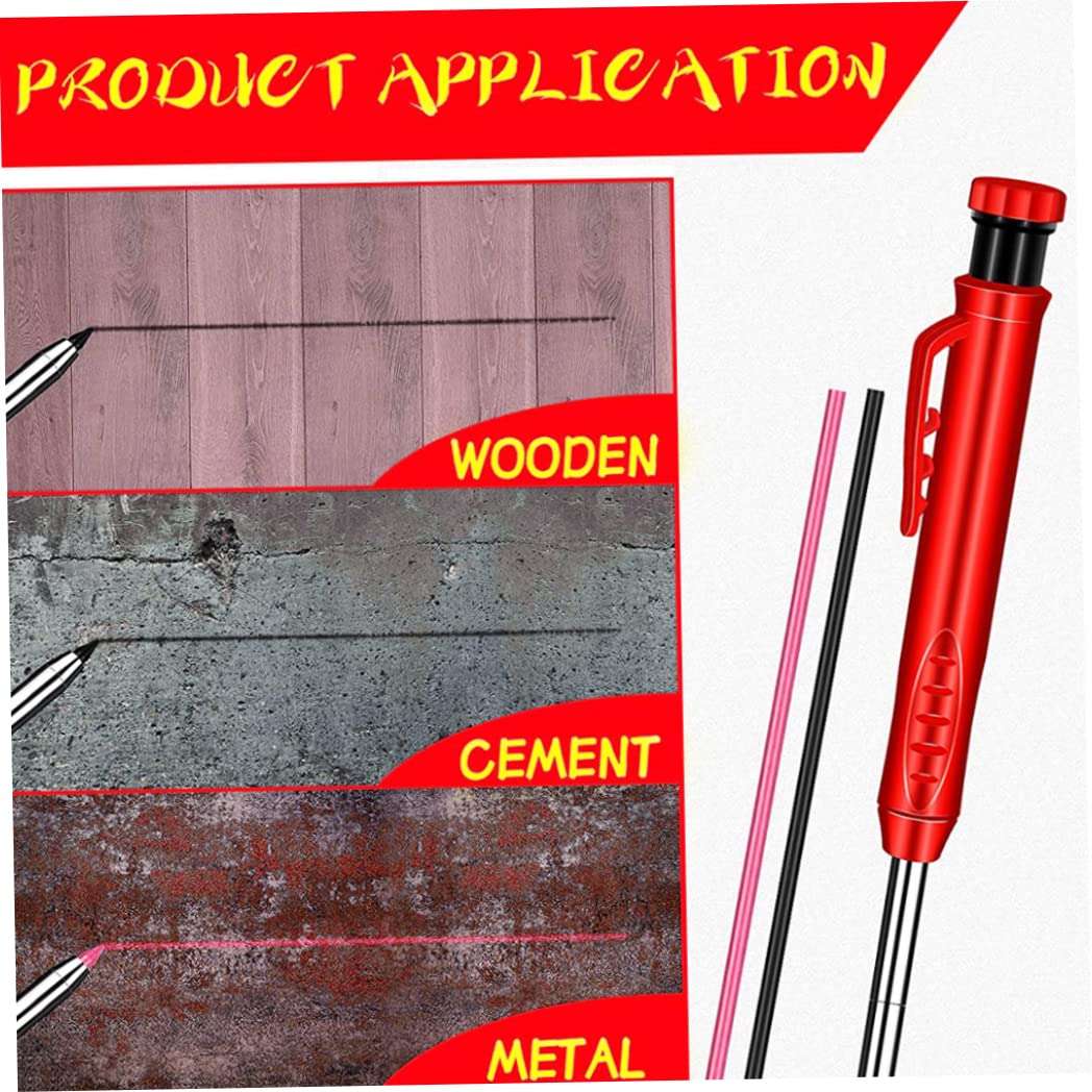 Carpenter Pencils with Refills Hole Pen Woodworking Marking Tools Built-in Pencil Sharpener Carpenter Pencils 3