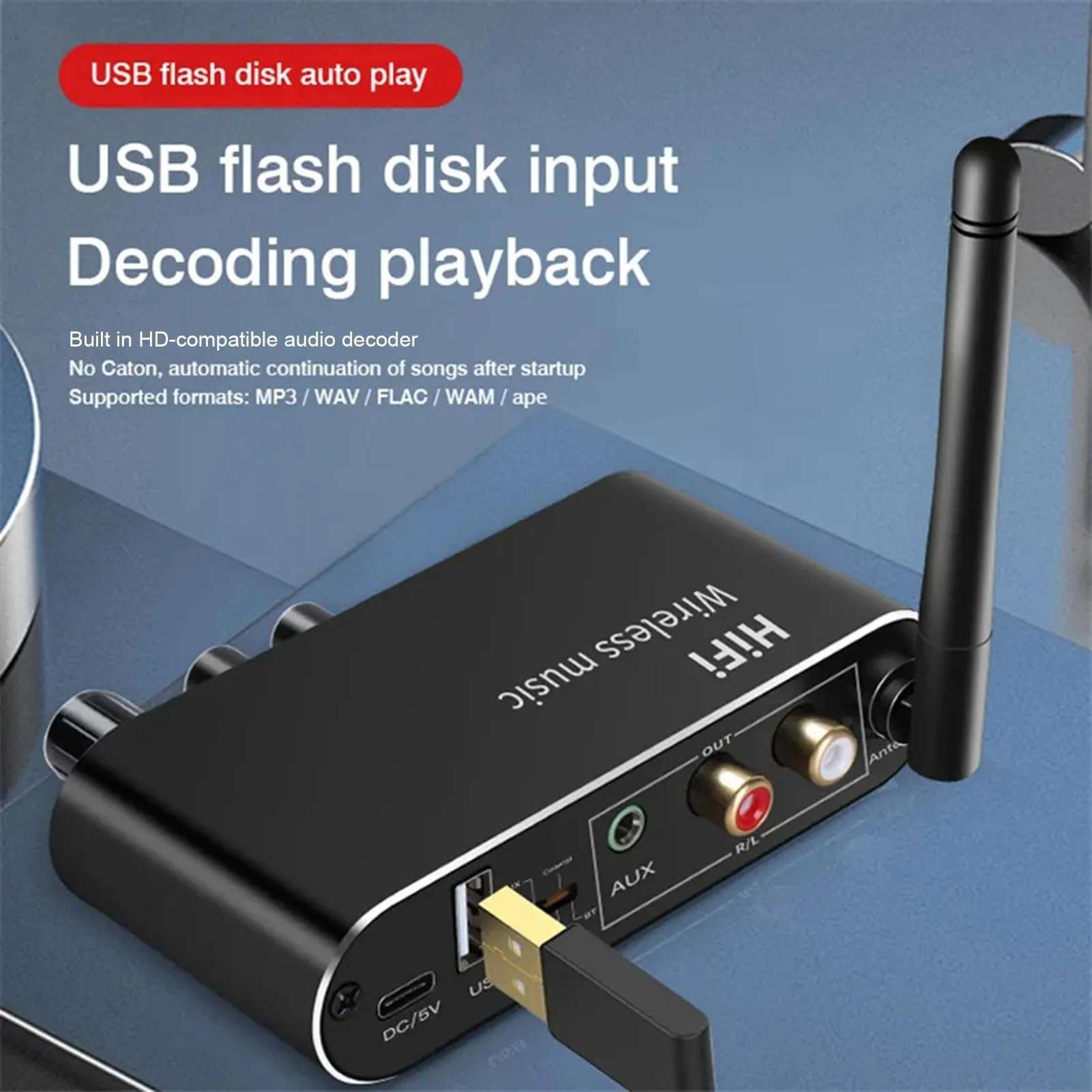 MICROWARE Wireless Bluetooth 5.1 Receiver Optical Fiber Coaxial Audio Decoder Converter U Disk AUX in Lossless for Old Computer T-V (T01) 6