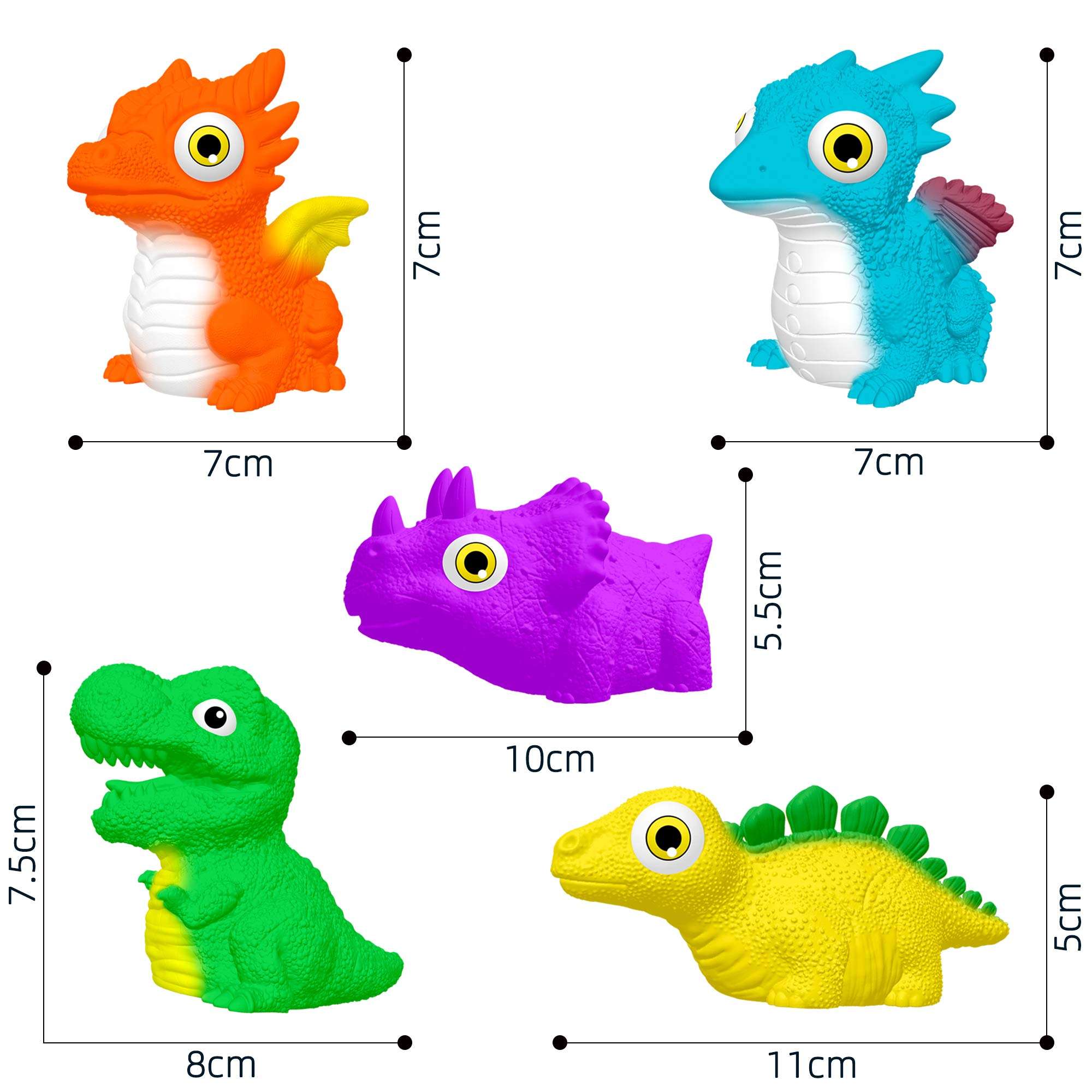yoliyogo Bath Dinosaur Toy with Light Flashing Model Dinosaur Floating Bathtub Game Bright Figure Dinosaur Set Ideal Gift for Kids 5