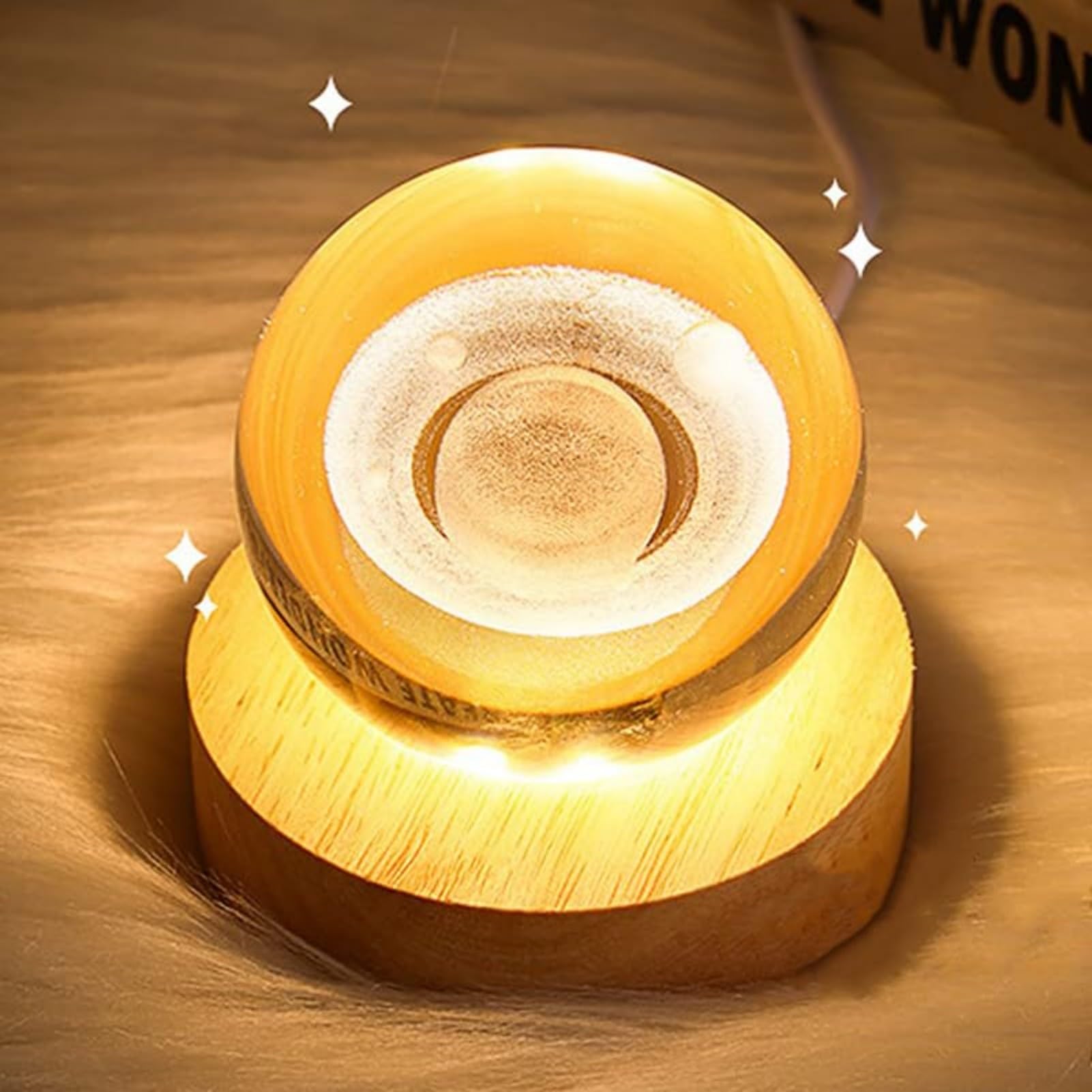 coldwind K9 Crystal Ball Night Light with Constellation & Solar System 3D Design - 6-Color Changing LED Table Lamp, Soothing Home Decor, Gift for Men, Women, Kids & Friends (Saturn) 5